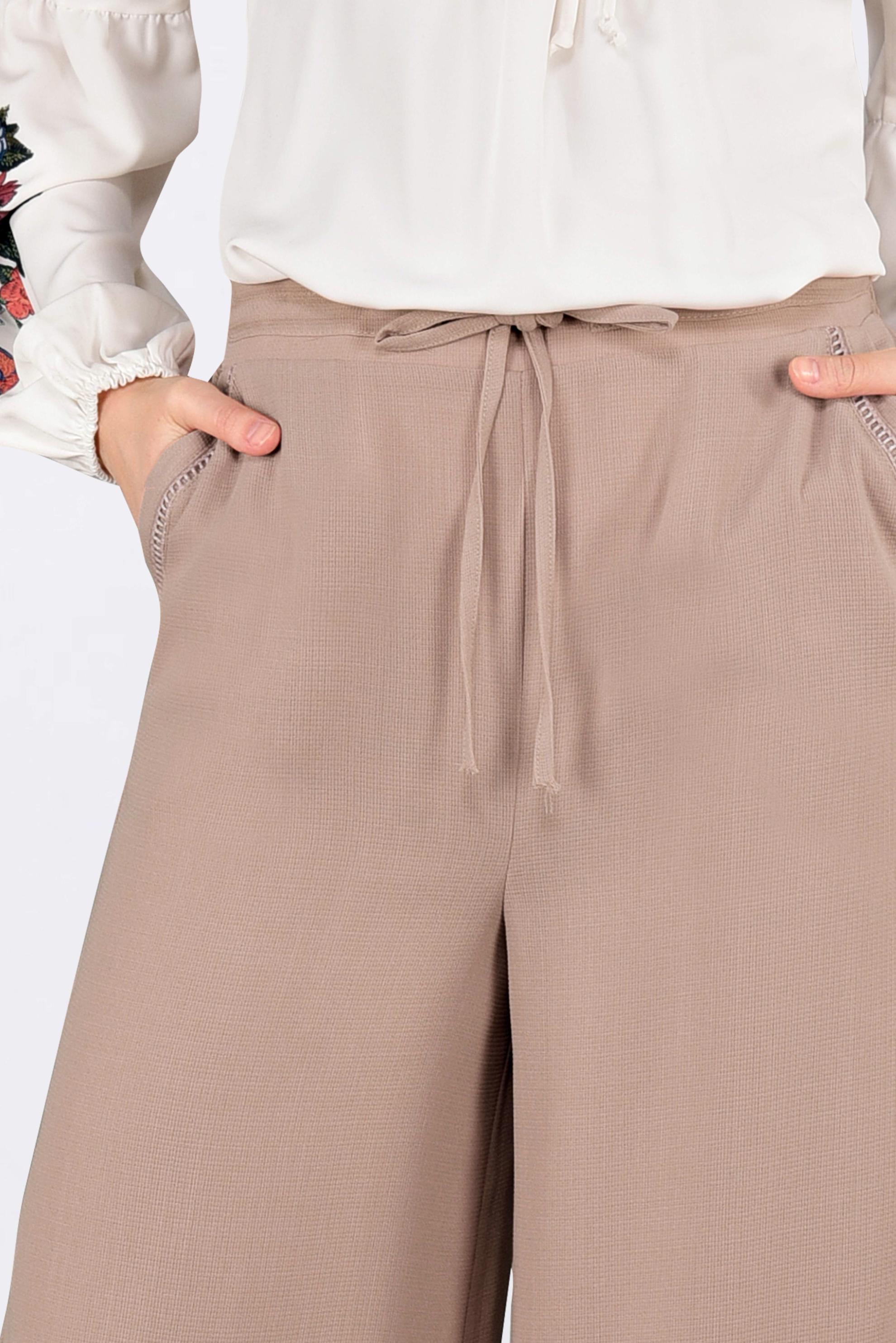 Tesettür giyim KAHVE BELİ BAĞCIKLI BOL PAÇA PANTOLON 7371