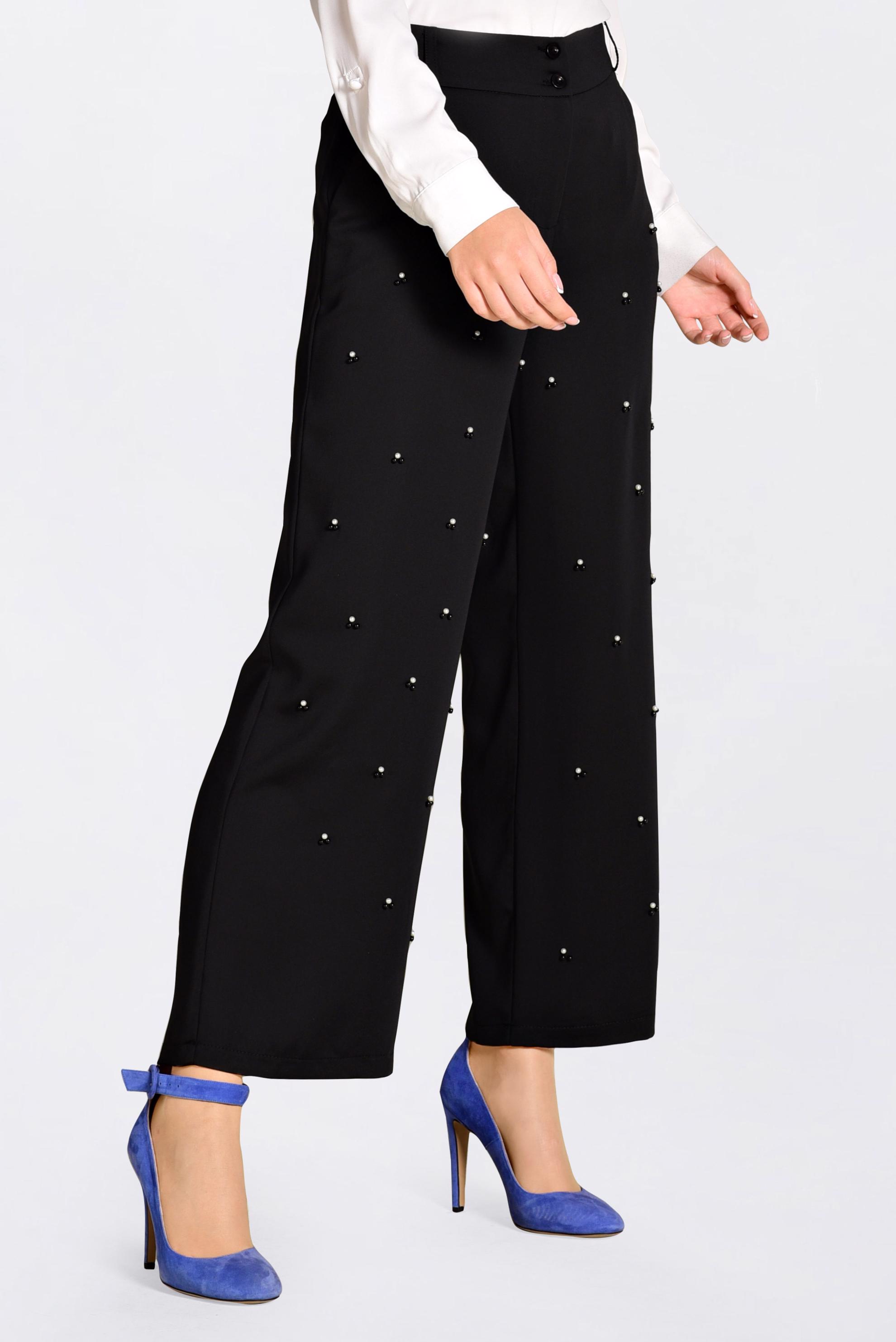 Tesettür giyim SİYAH İNCİLİ BOL PAÇA PANTOLON 7372