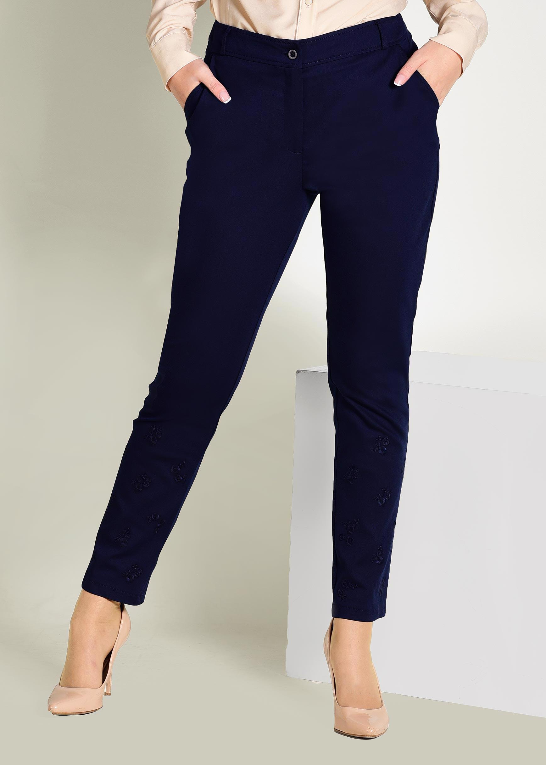 Tesettür giyim LACİVERT PAÇALARI NAKIŞLI PANTOLON 7376