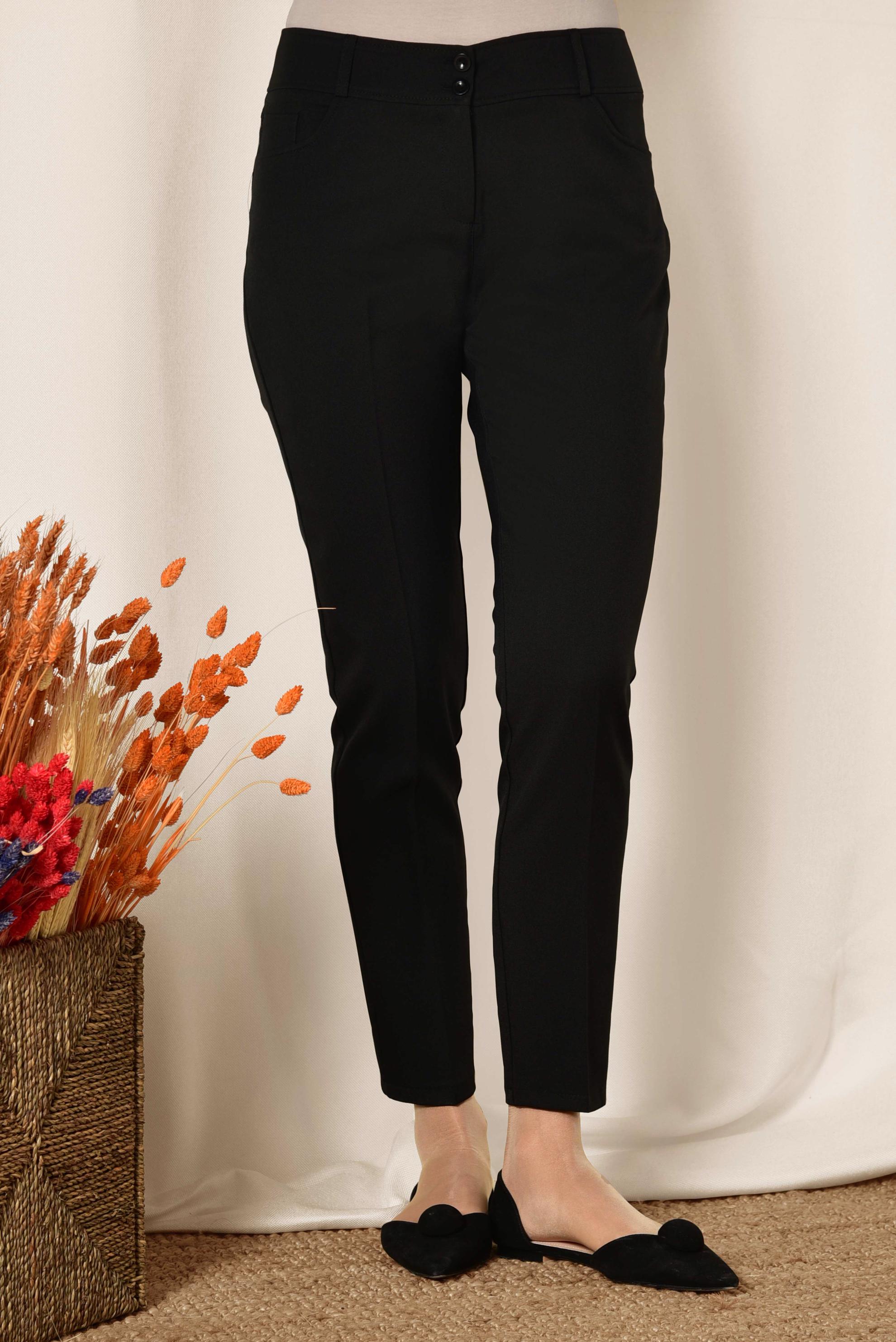 Tesettür giyim SİYAH ARA BEL KUMAŞ PANTOLON 7500