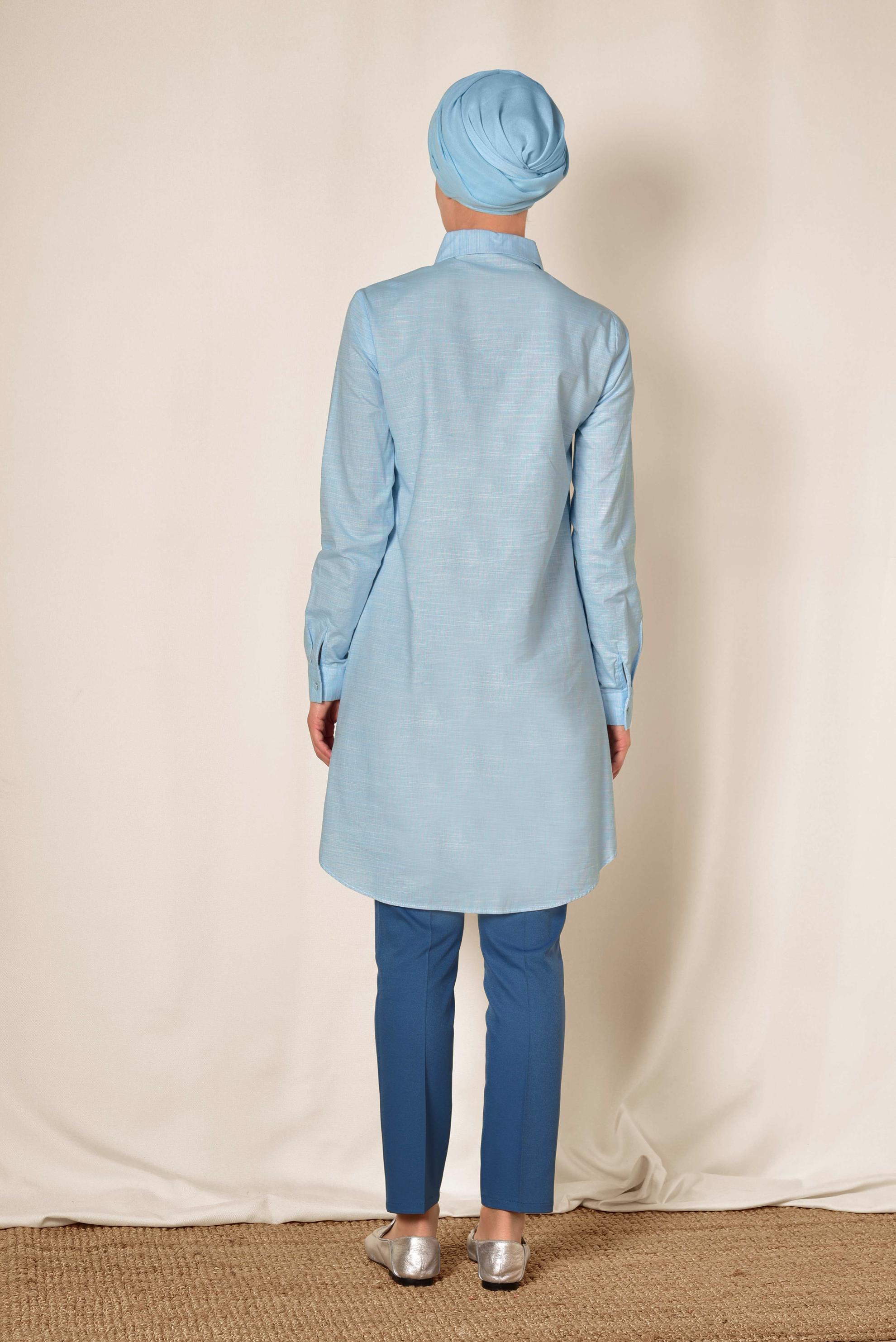 Tesettür giyim LACİVERT ARA BEL KUMAŞ PANTOLON 7500