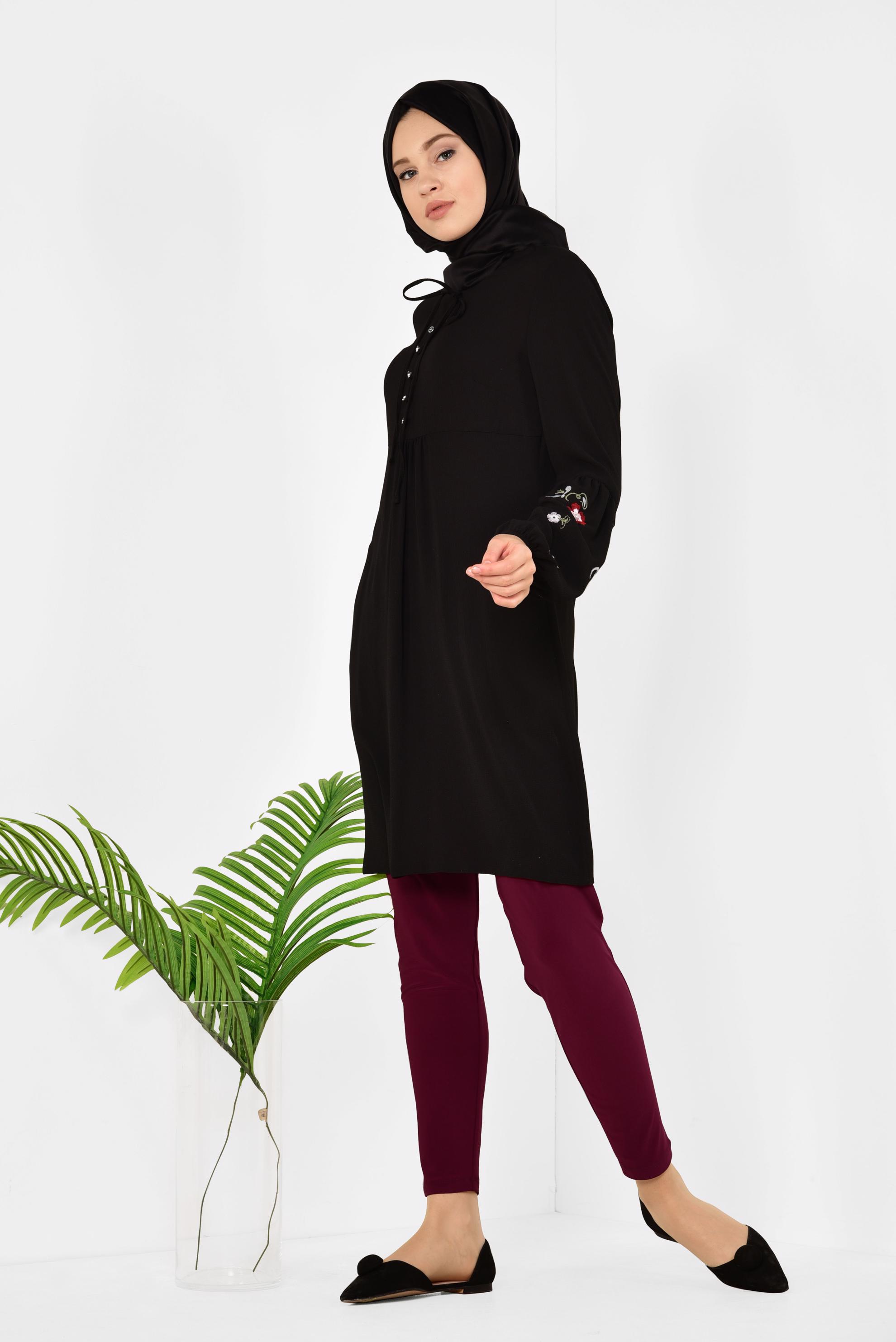 Tesettür giyim BORDO ŞALVAR KESİM PANTOLON 7503 