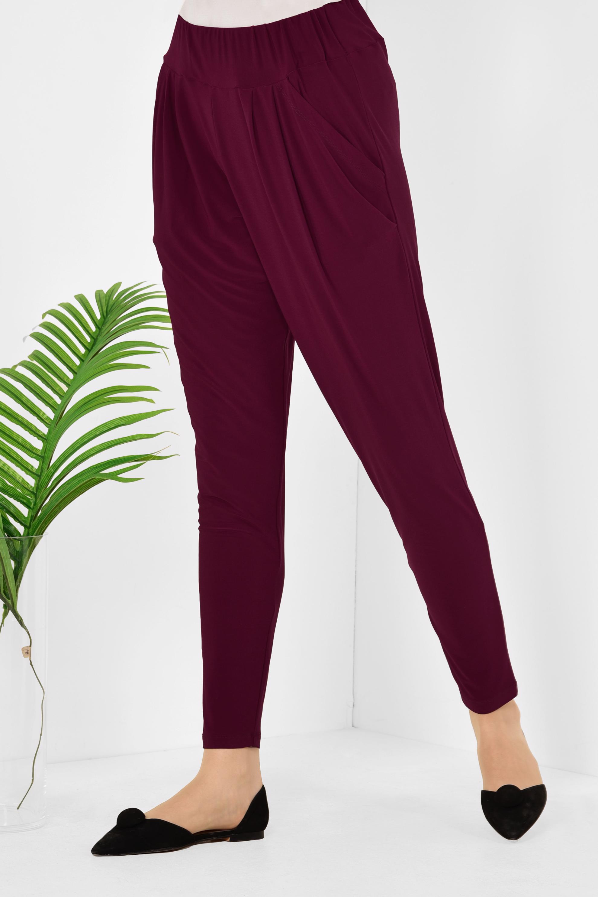 Tesettür giyim BORDO ŞALVAR KESİM PANTOLON 7503 