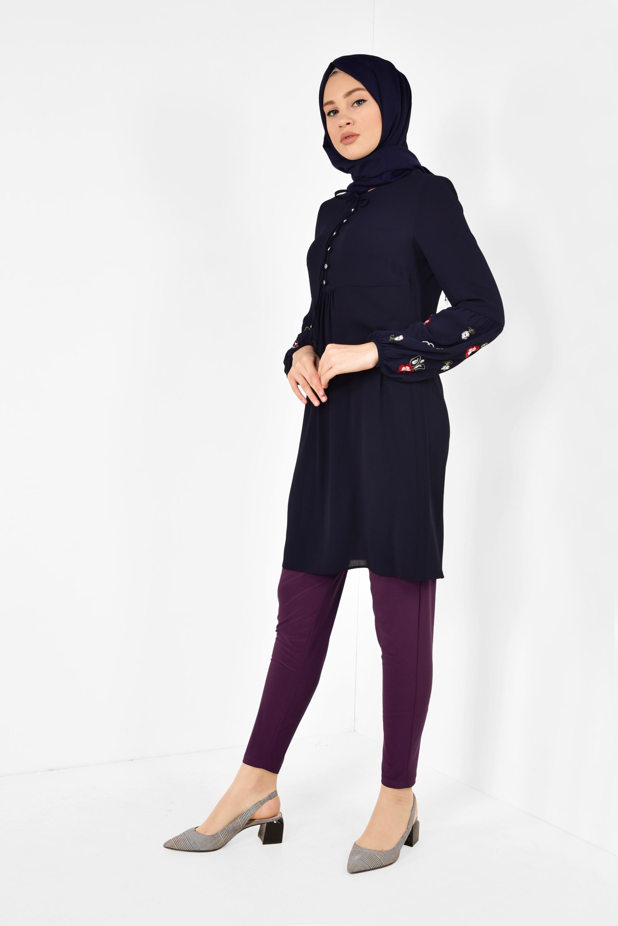 Tesettür giyim BORDO ŞALVAR KESİM PANTOLON 7503 