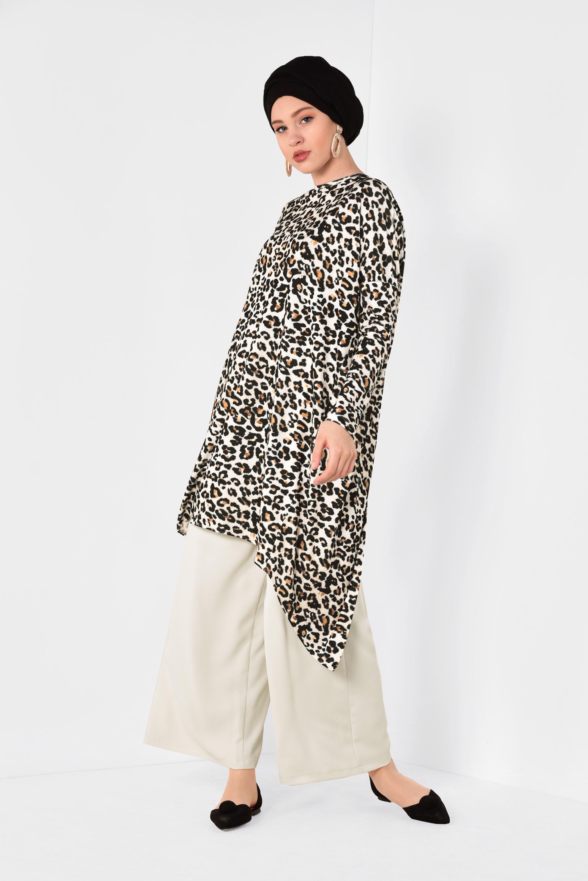 Tesettür giyim BEJ GENİŞ KESİM CEPLİ PANTOLON