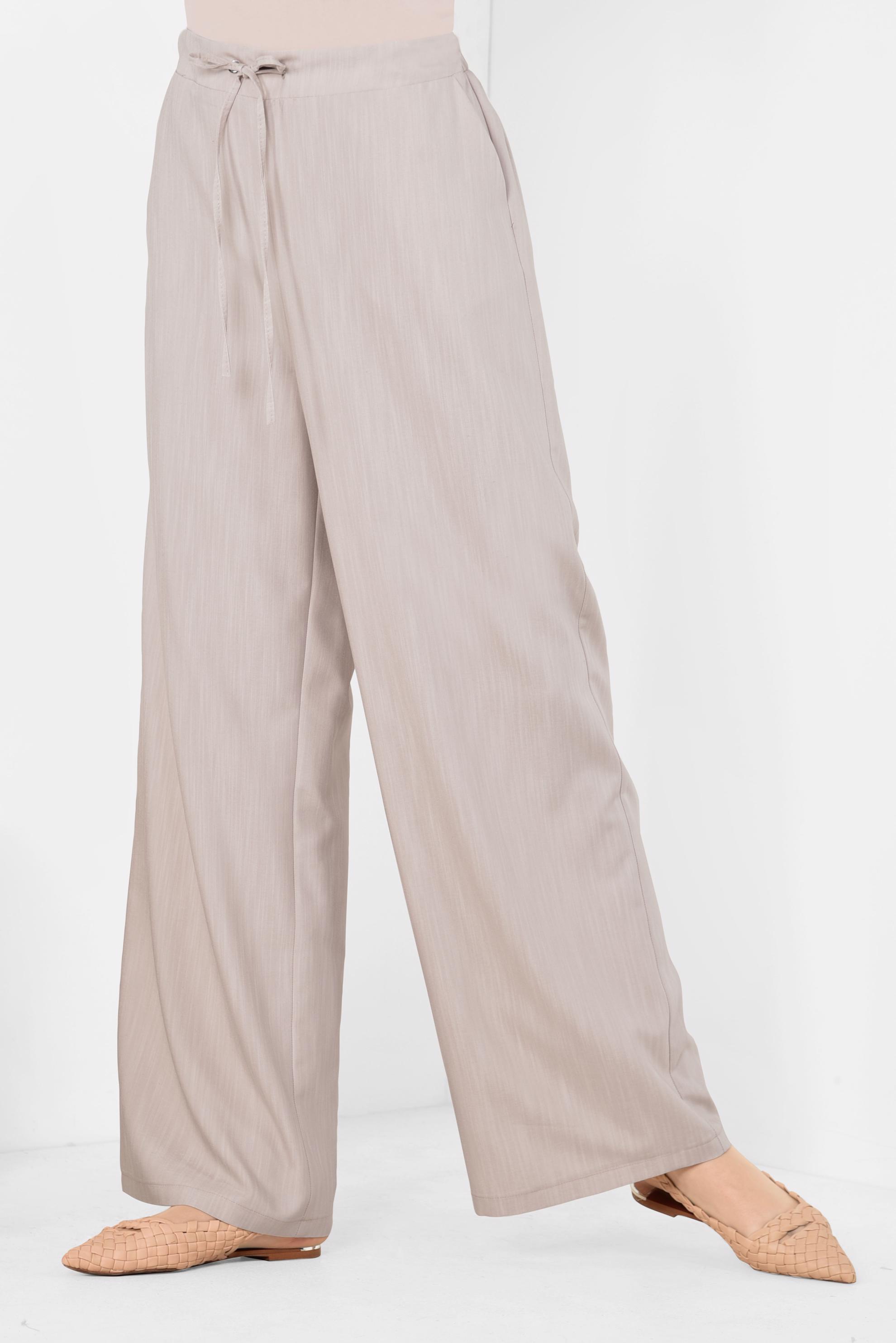 Tesettür giyim BEJ YÜKSEK BEL BAĞCIKLI PANTOLON 7515