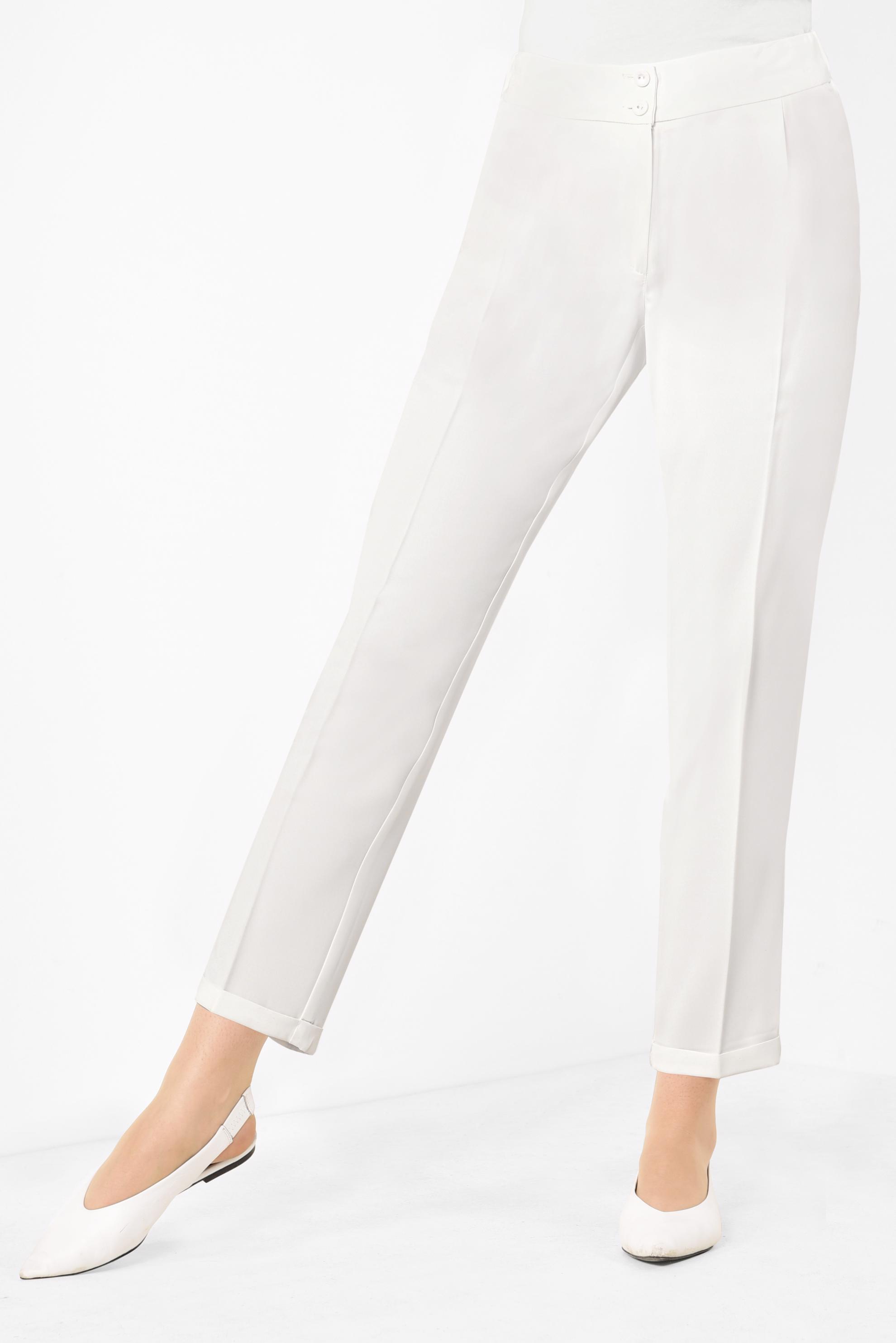 Tesettür giyim BEYAZ YÜKSEK BEL HAVUÇ PANTOLON 7518