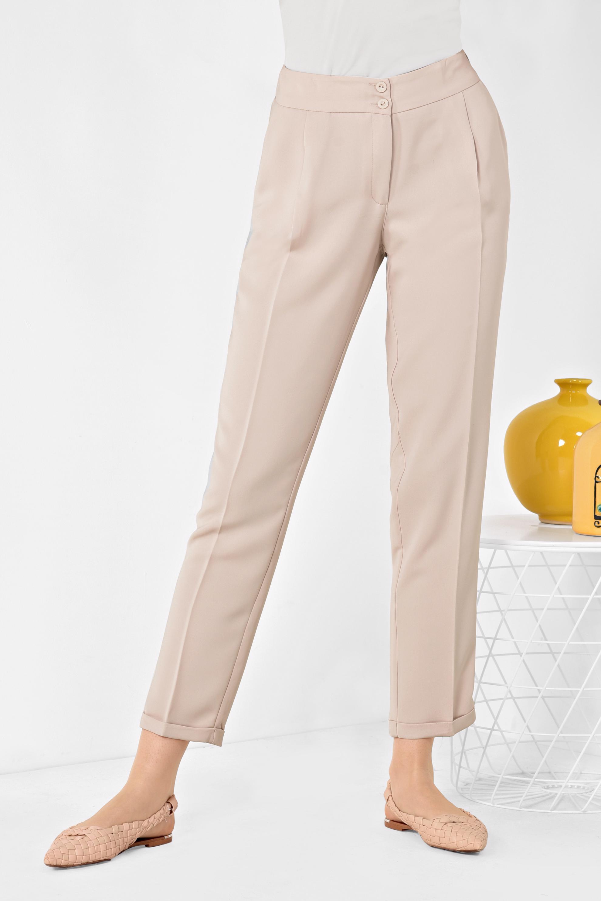 Tesettür giyim PUDRA YÜKSEK BEL HAVUÇ PANTOLON 7518