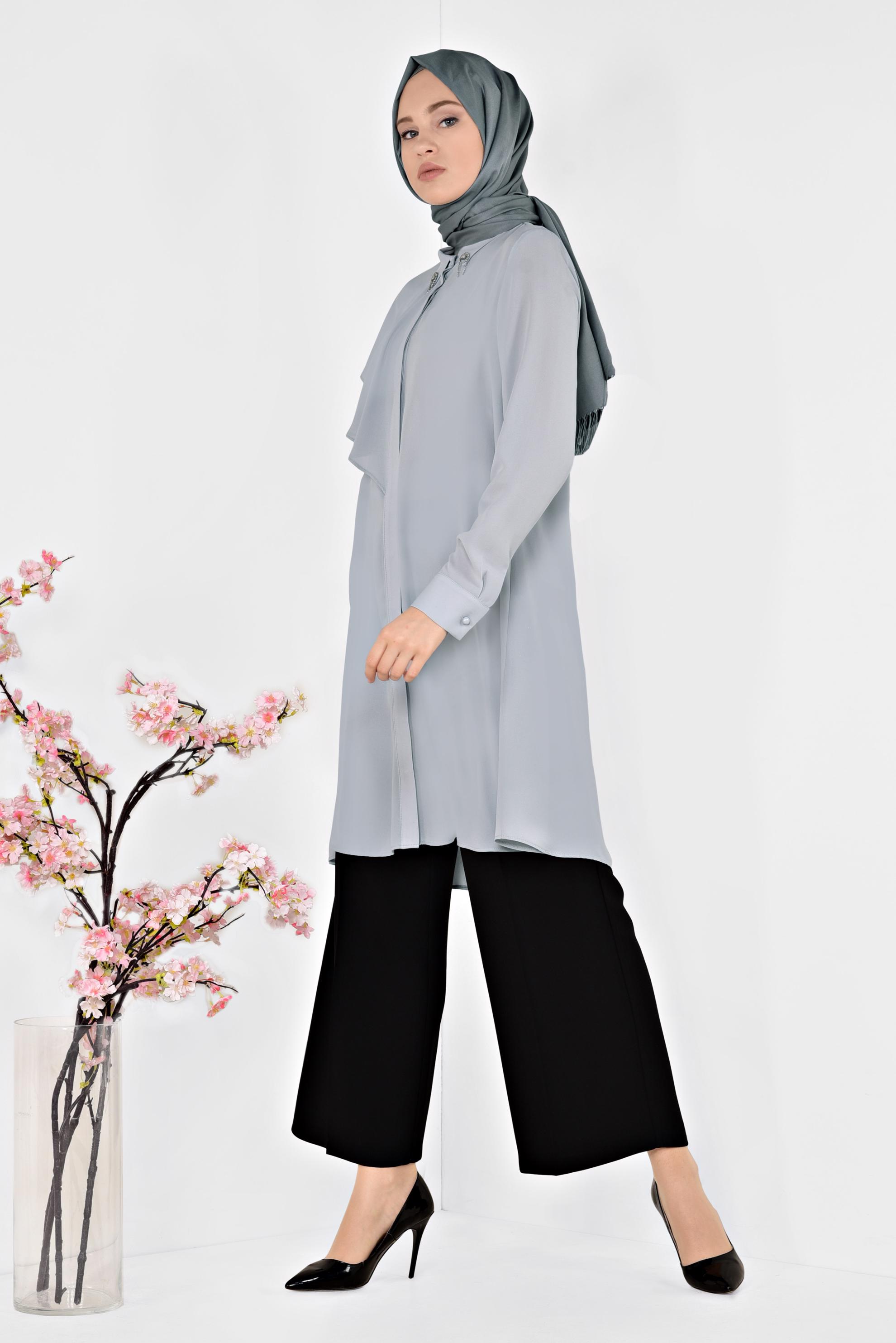 Tesettür giyim SİYAH BOL KESİM KLASİK PANTOLON 7519 