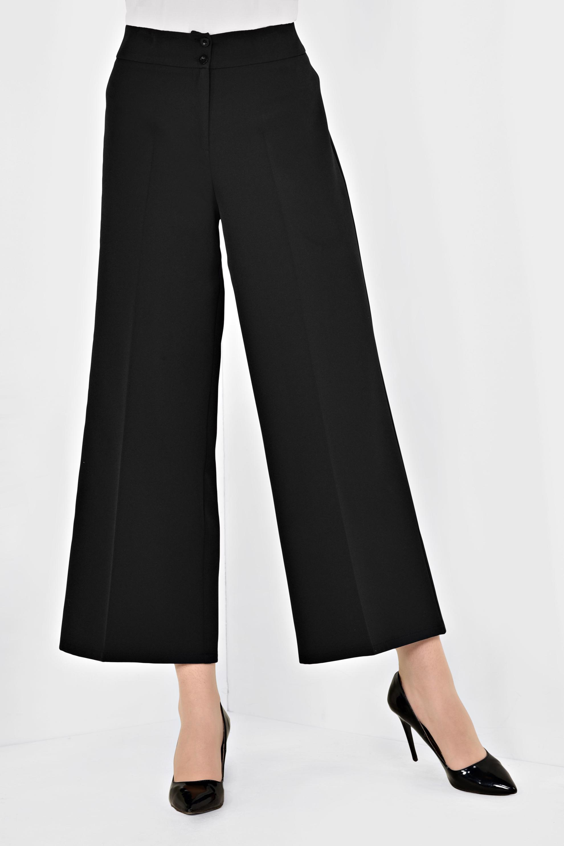 Tesettür giyim SİYAH BOL KESİM KLASİK PANTOLON 7519 