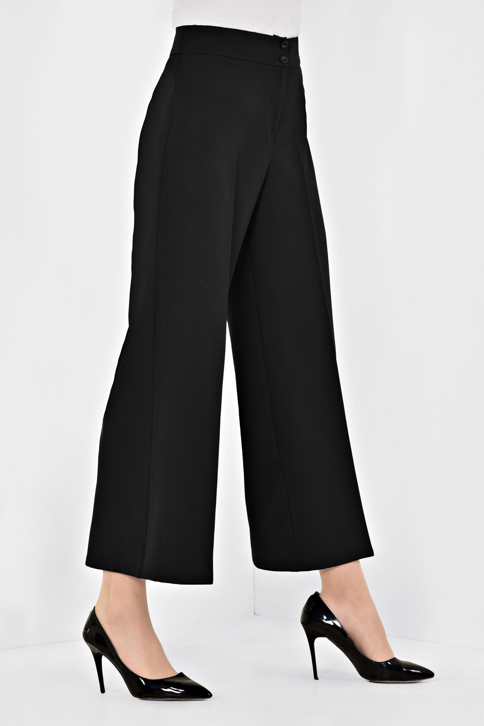 Tesettür giyim SİYAH BOL KESİM KLASİK PANTOLON 7519 