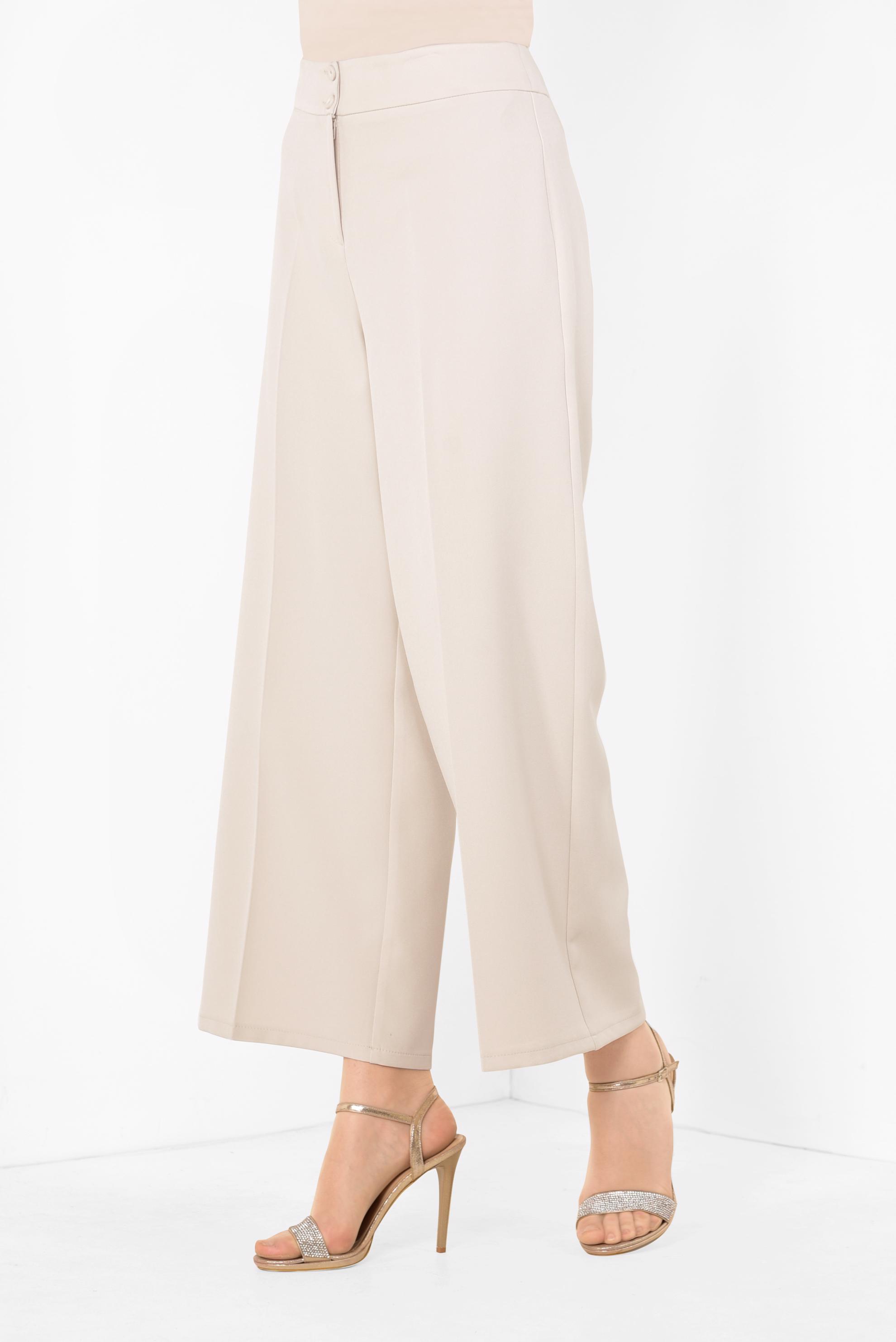 Tesettür giyim BEJ BOL KESİM KLASİK PANTOLON 7519 