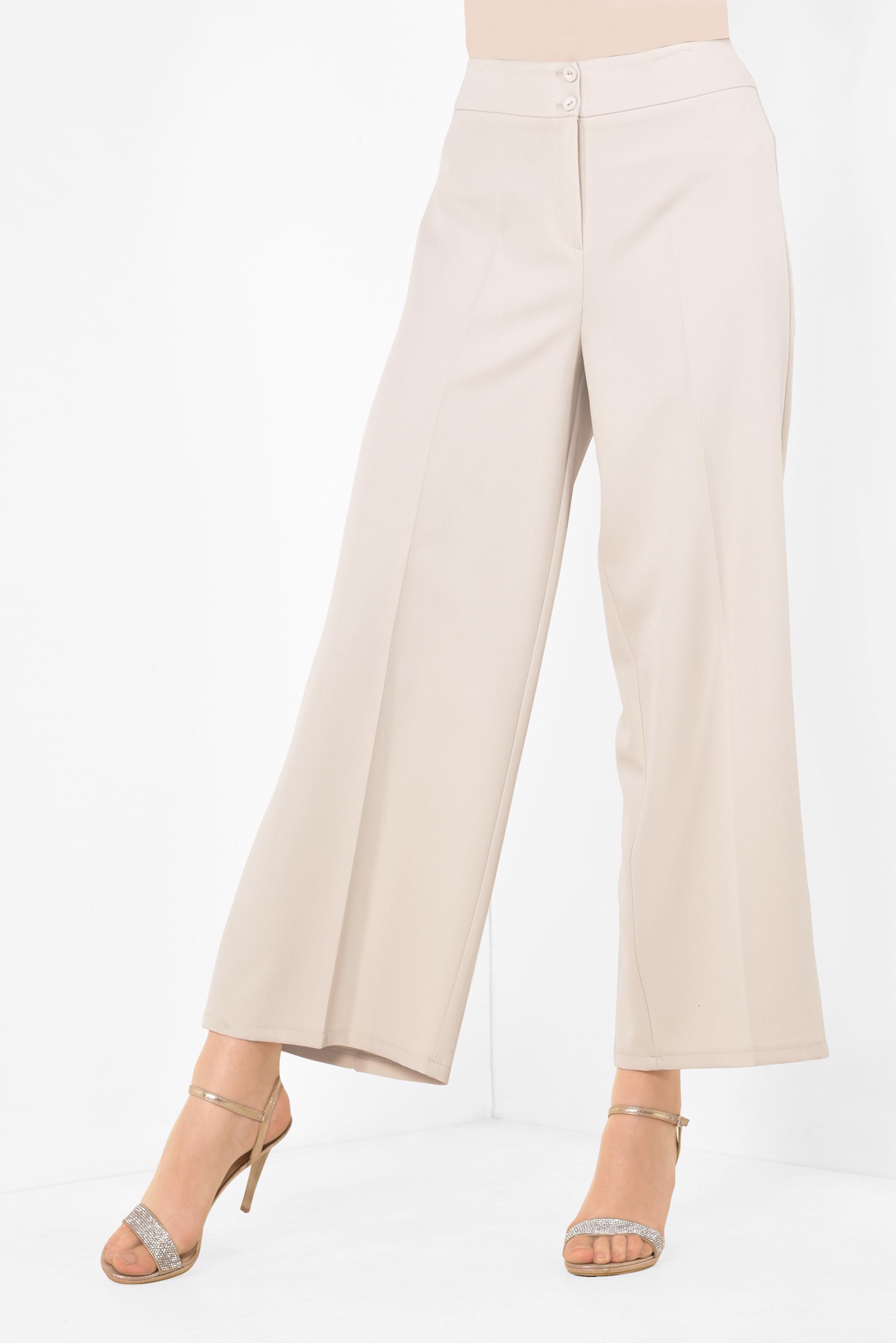 Tesettür giyim BEJ BOL KESİM KLASİK PANTOLON 7519 