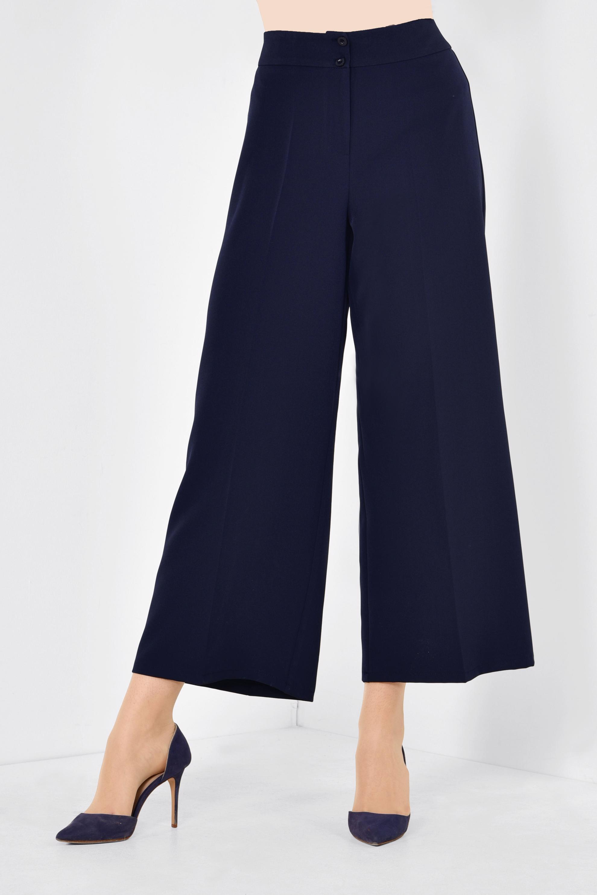 Tesettür giyim LACİVERT BOL KESİM KLASİK PANTOLON 7519 