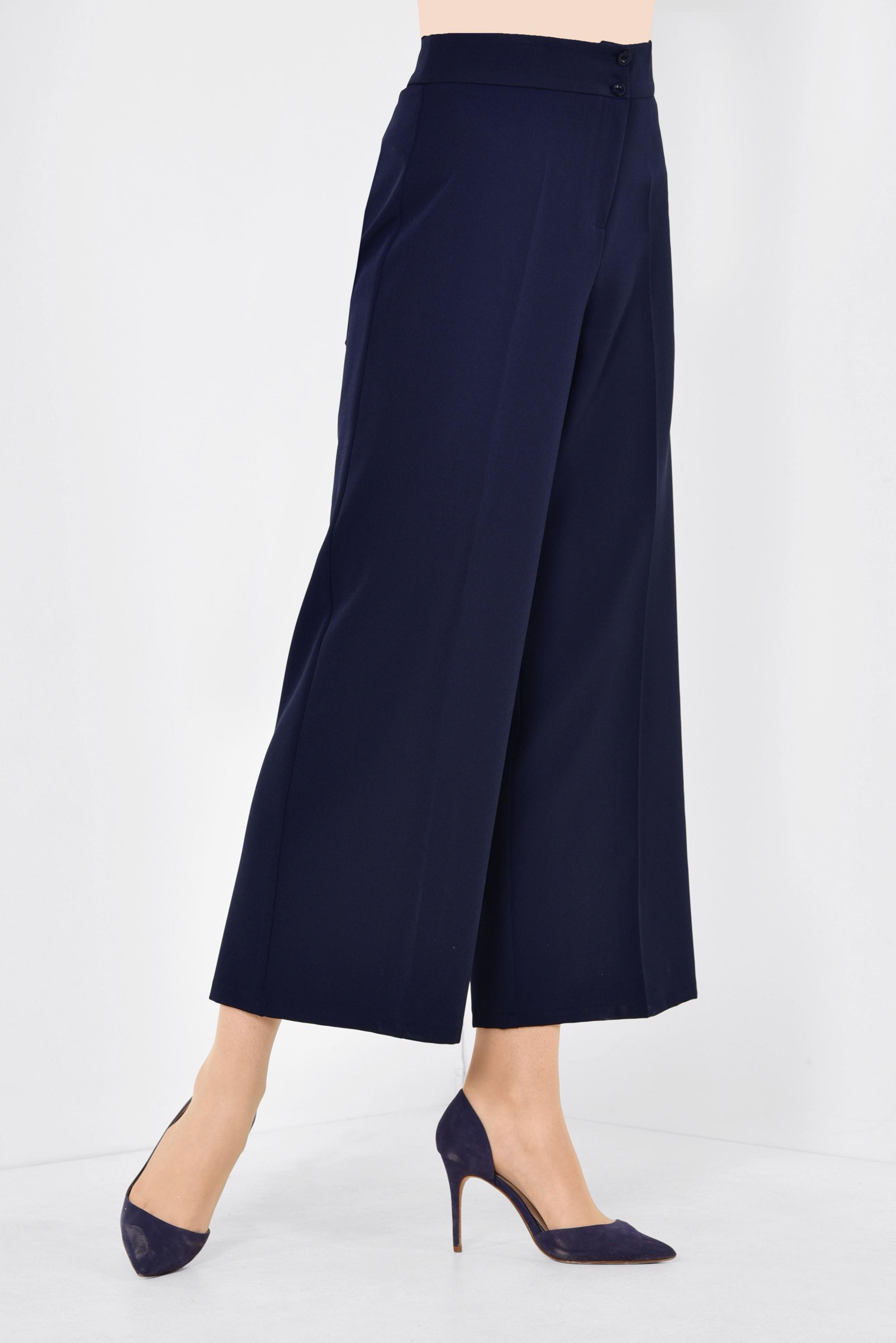 Tesettür giyim LACİVERT BOL KESİM KLASİK PANTOLON 7519 