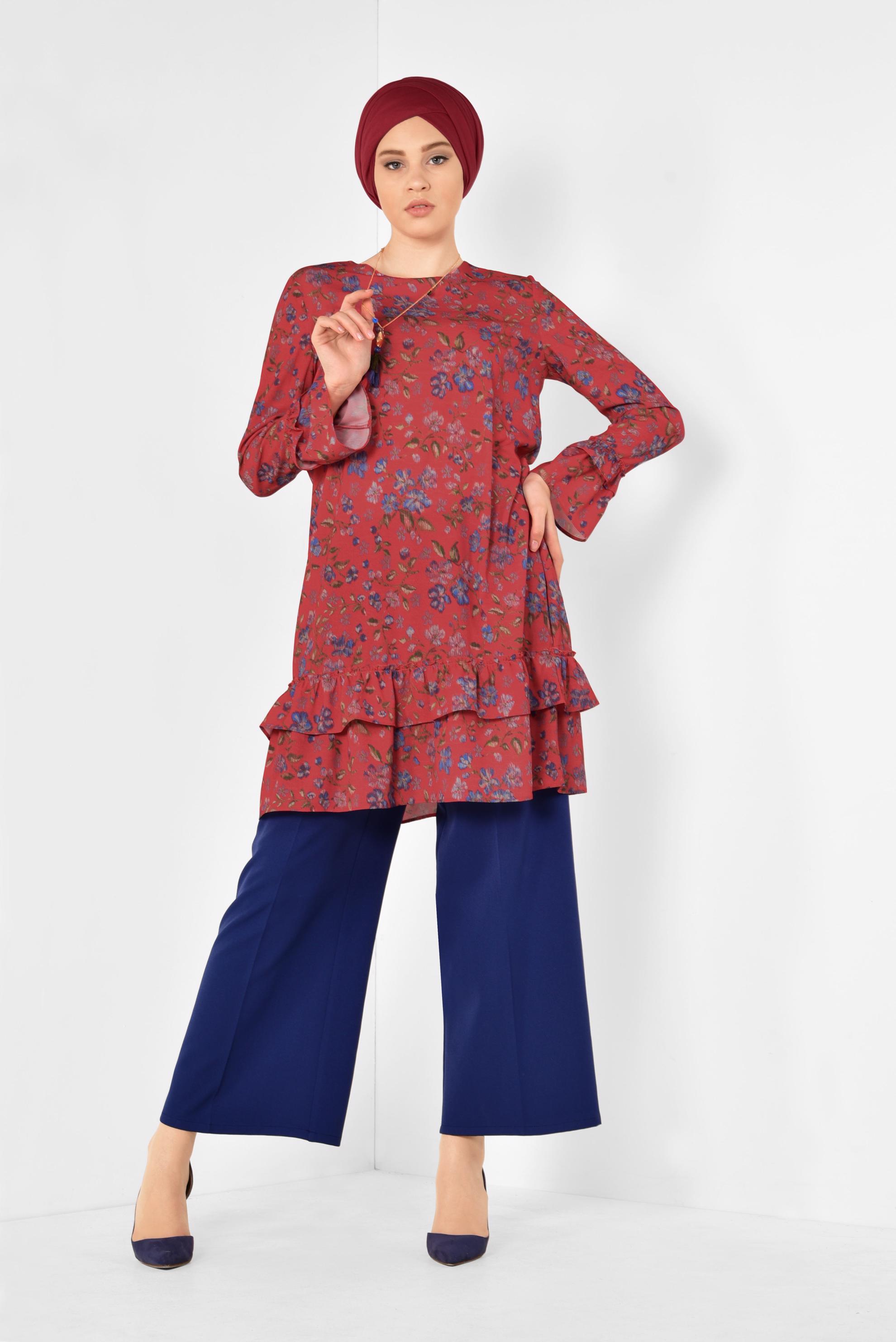 Tesettür giyim LACİVERT BOL KESİM KLASİK PANTOLON 7519 