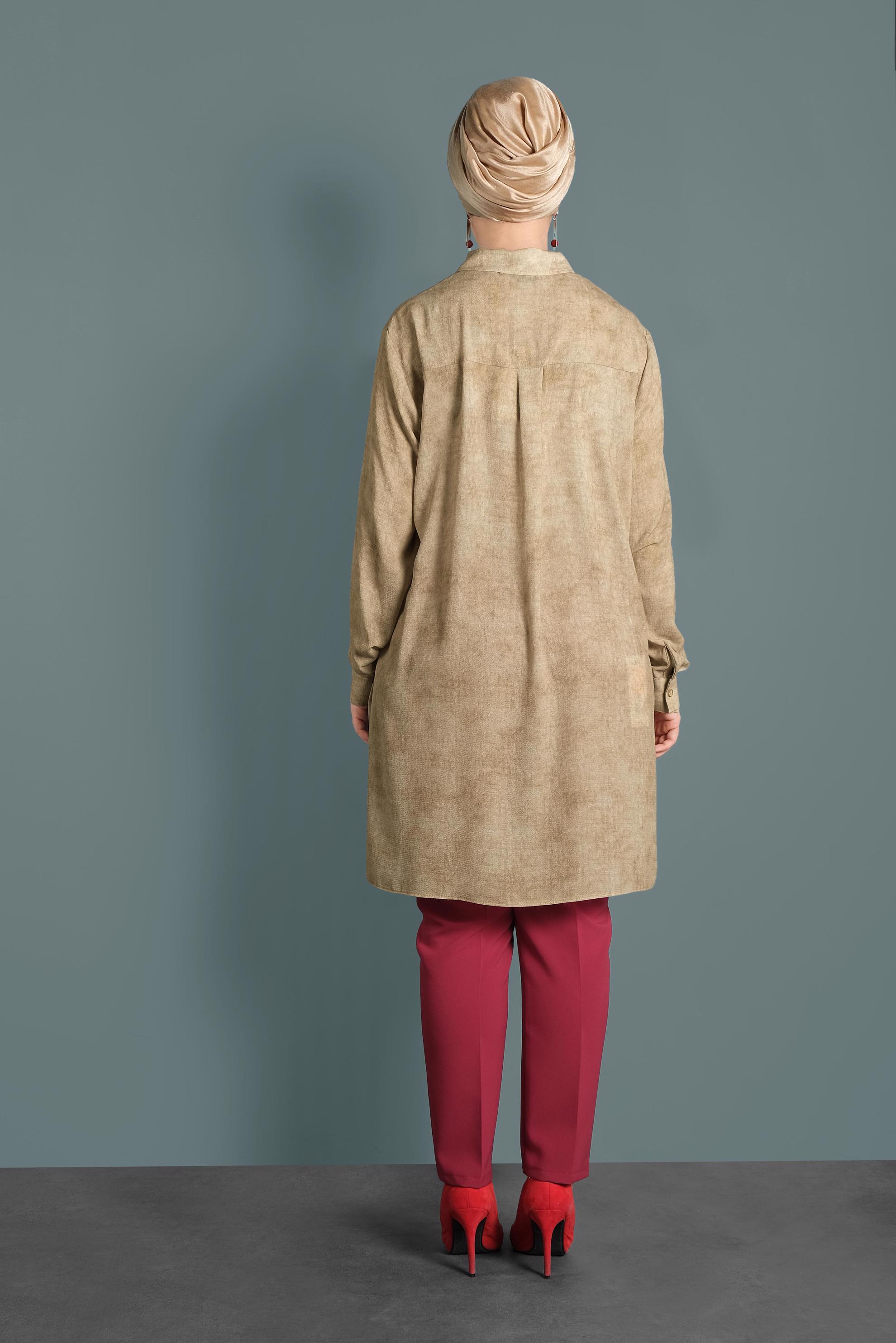 Tesettür giyim KIRMIZI BÜYÜK BEDEN BORU PAÇA PANTOLON 7520