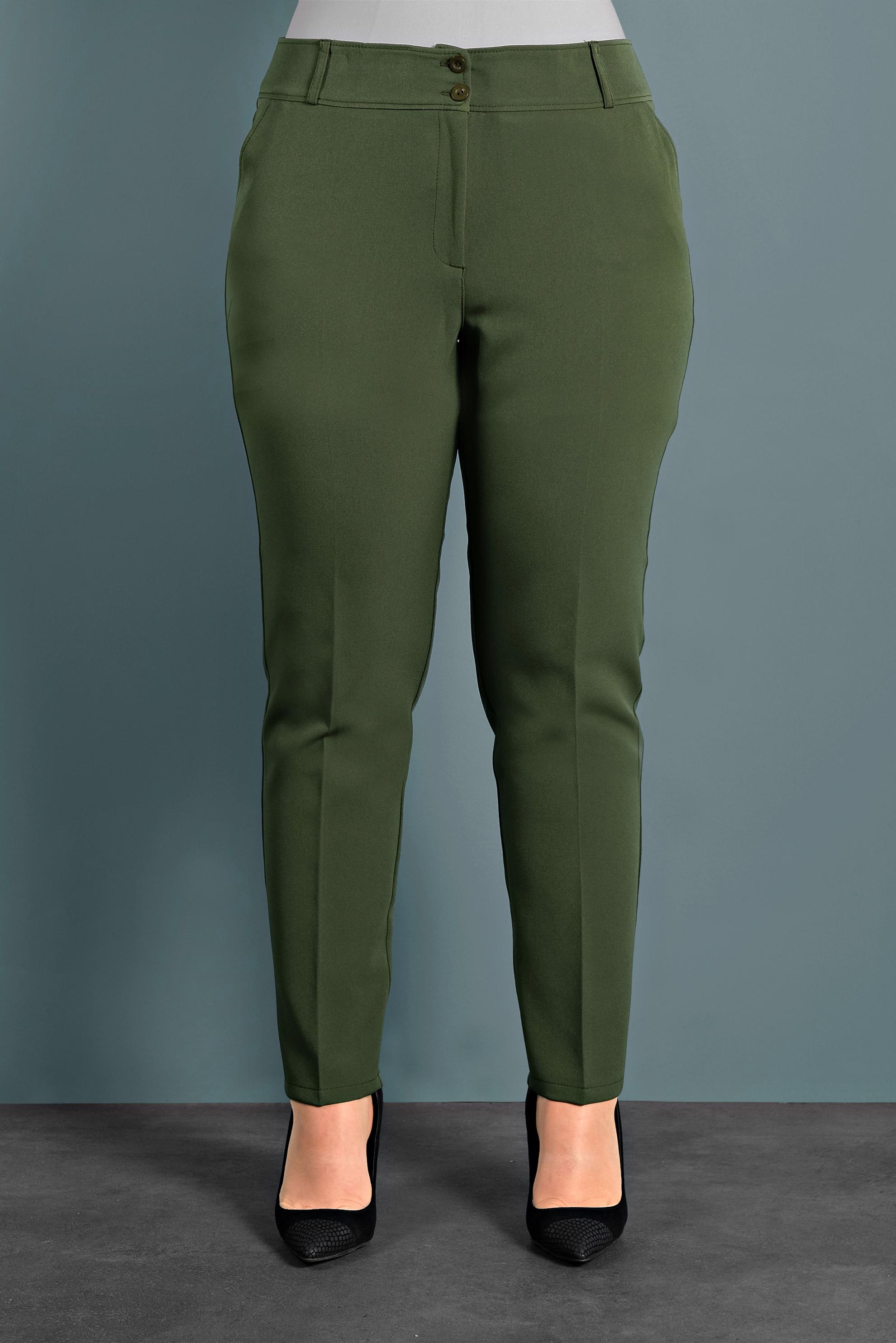 Tesettür giyim HAKİ BÜYÜK BEDEN BORU PAÇA PANTOLON 7520