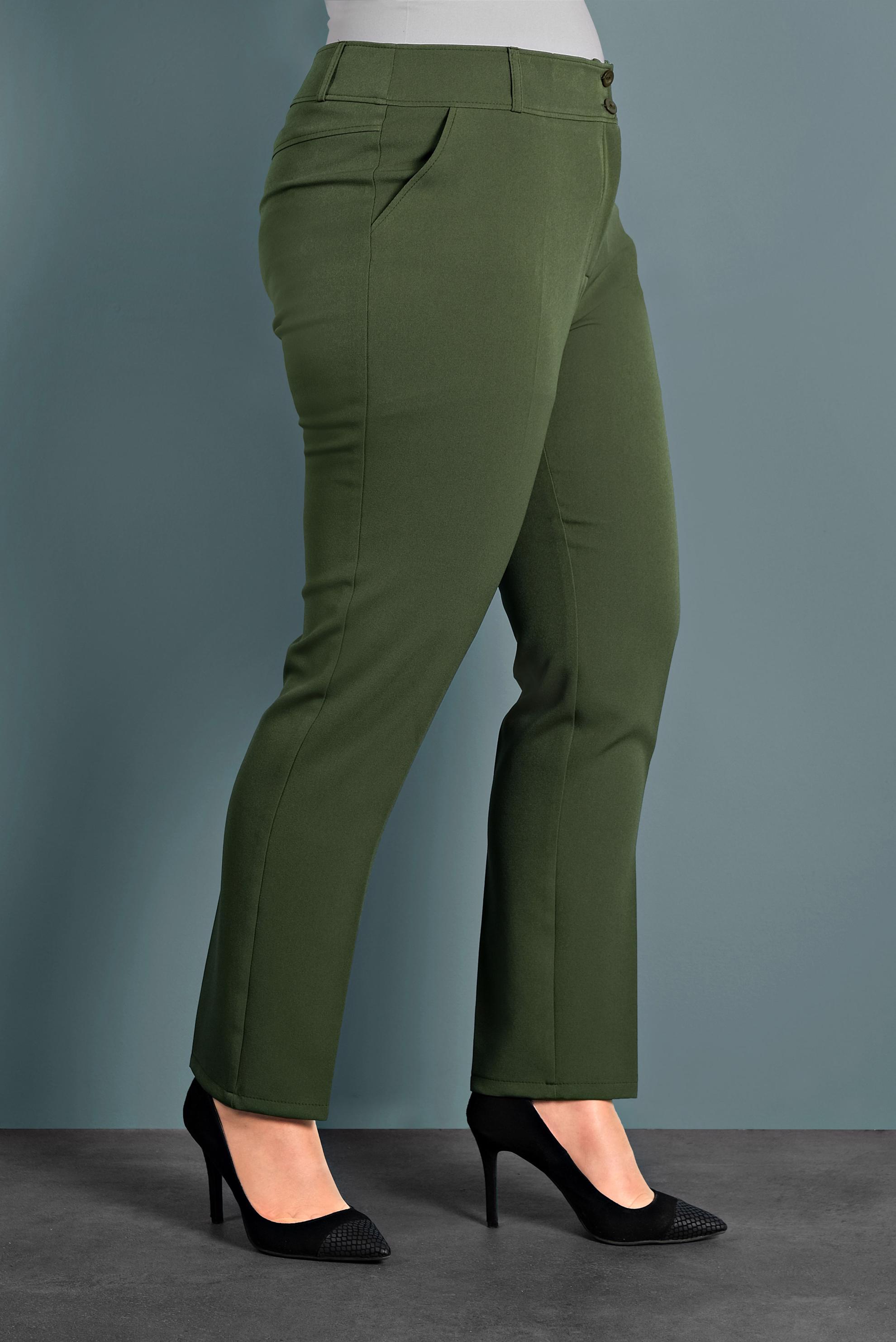 Tesettür giyim HAKİ BÜYÜK BEDEN BORU PAÇA PANTOLON 7520