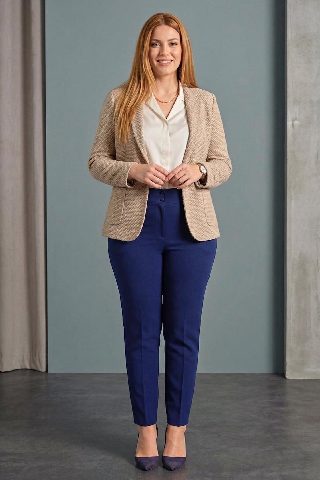 Tesettür giyim LACİVERT BÜYÜK BEDEN BORU PAÇA PANTOLON 7520