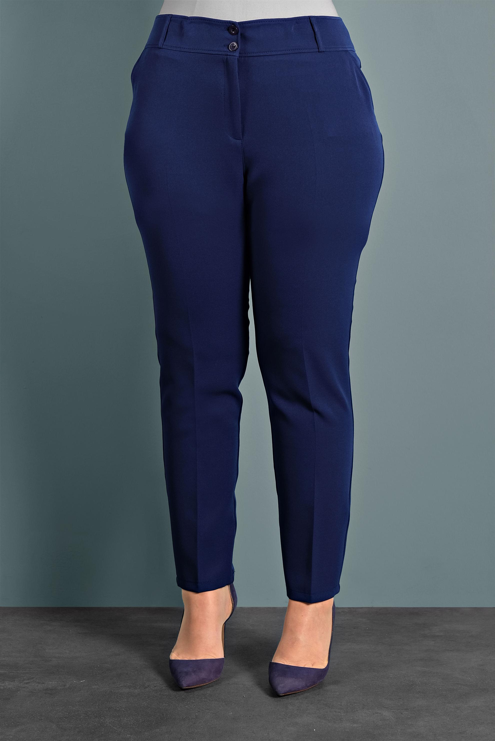 Tesettür giyim LACİVERT BÜYÜK BEDEN BORU PAÇA PANTOLON 7520