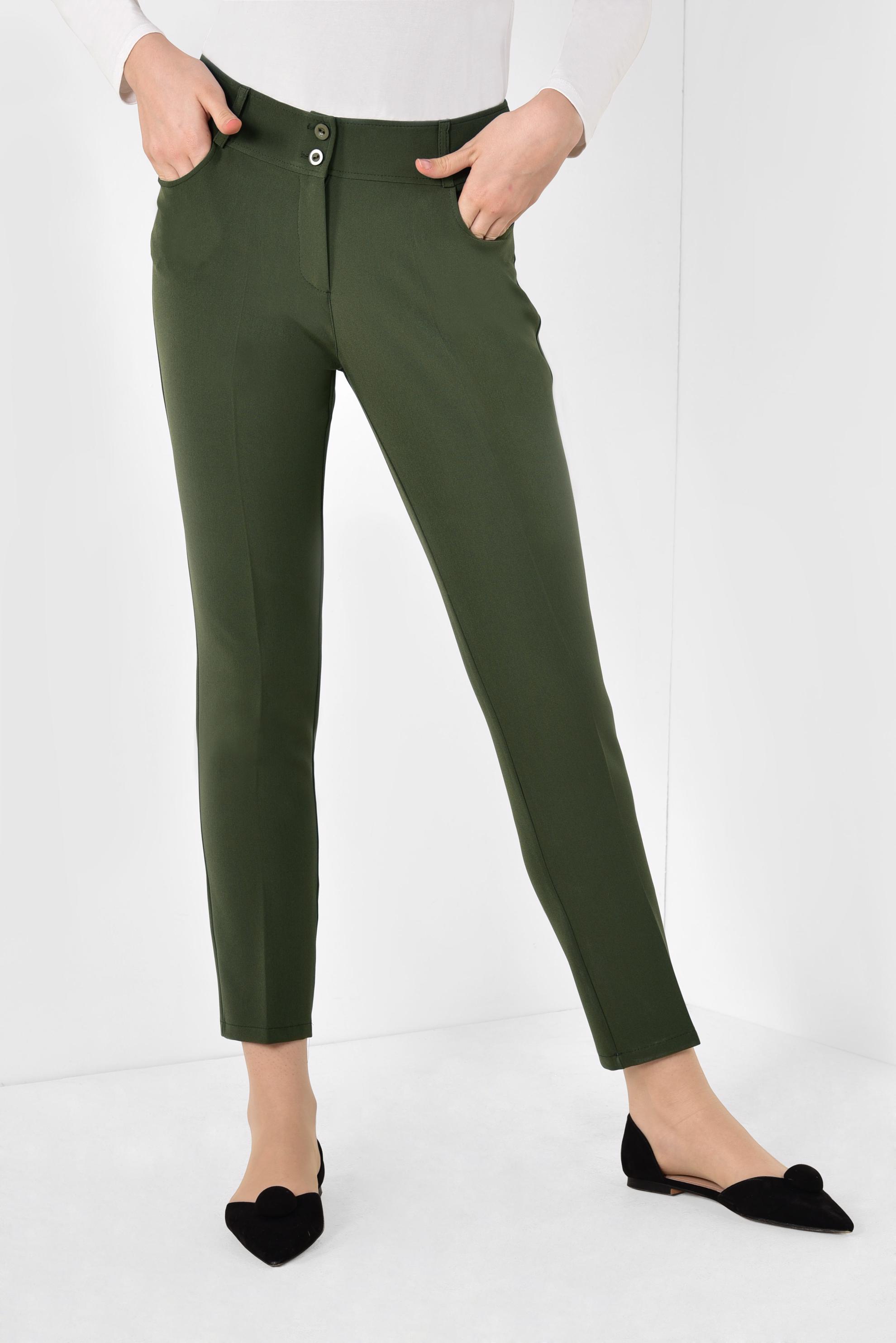 Tesettür giyim HAKİ CEPLİ KLASİK PANTOLON 7521