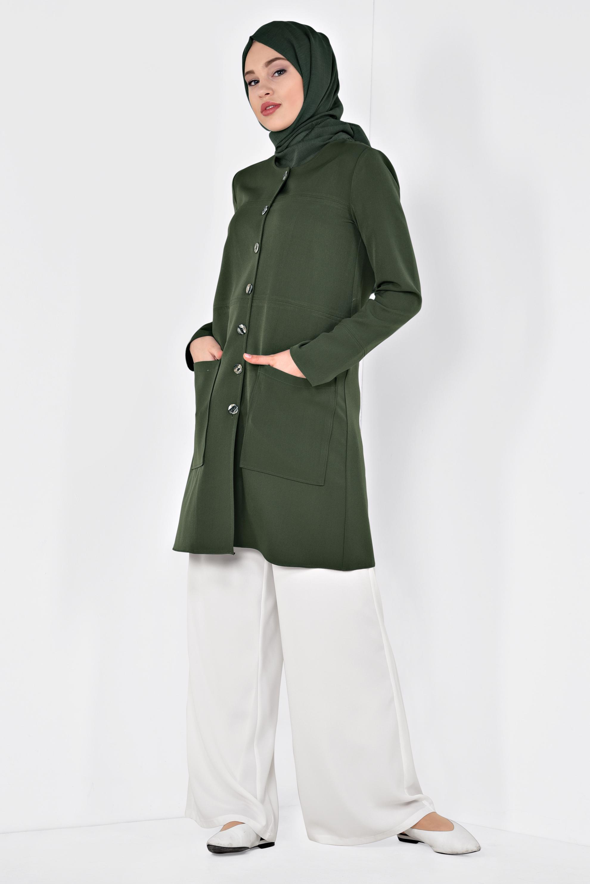 Tesettür giyim BEYAZ CEPLİ GENİŞ PAÇA PANTOLON 7524