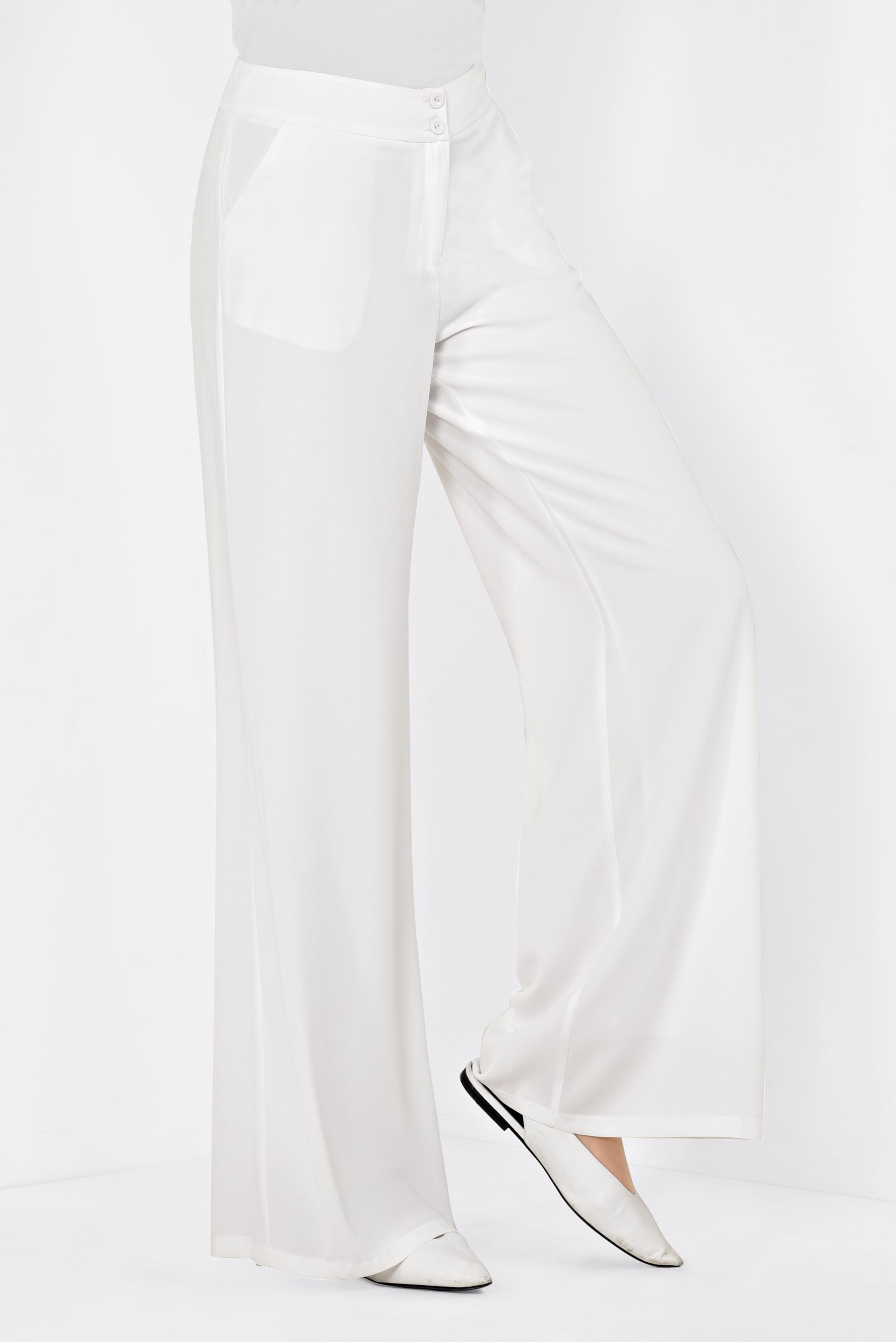 Tesettür giyim BEYAZ CEPLİ GENİŞ PAÇA PANTOLON 7524