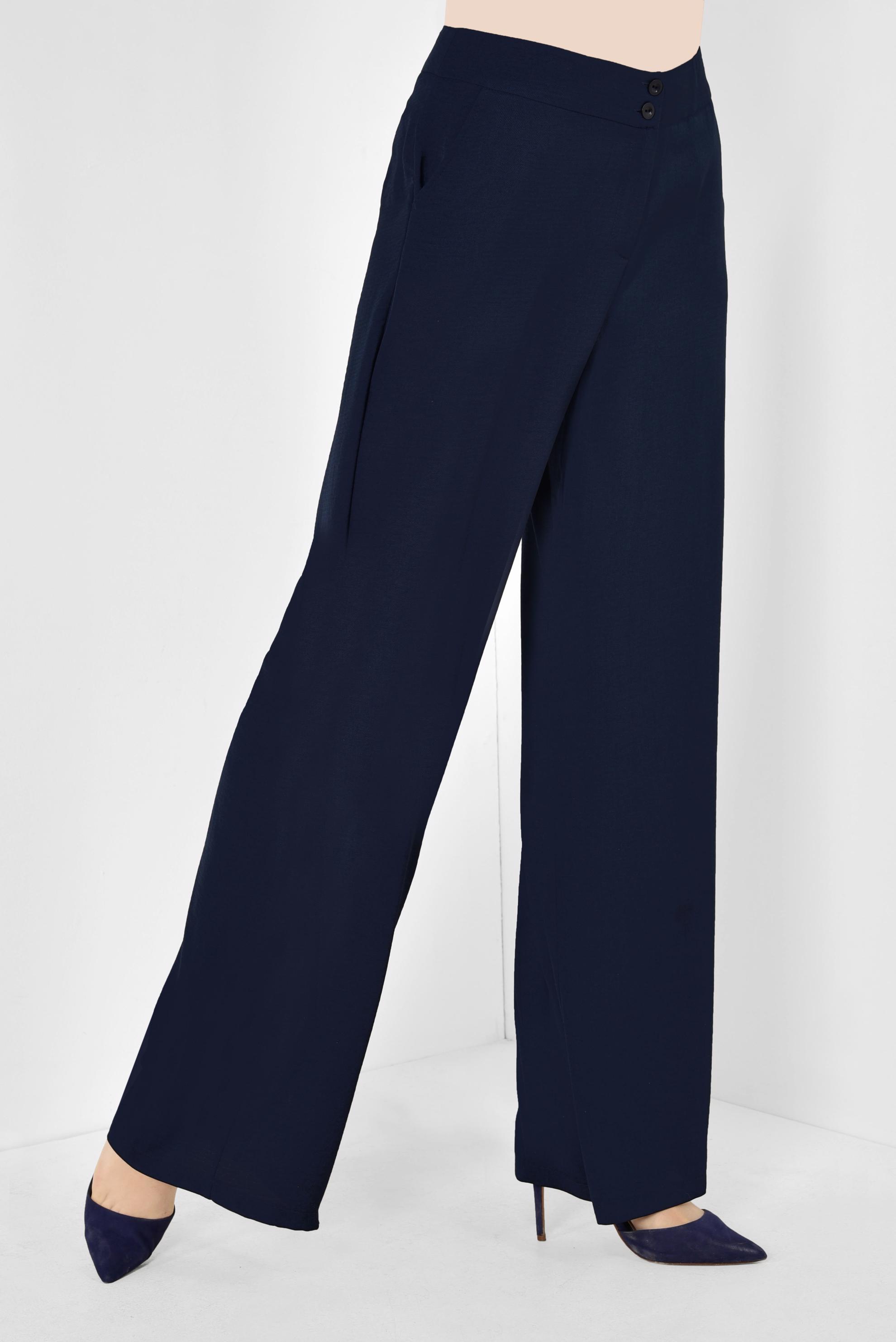 Tesettür giyim LACİVERT CEPLİ GENİŞ PAÇA PANTOLON 7524