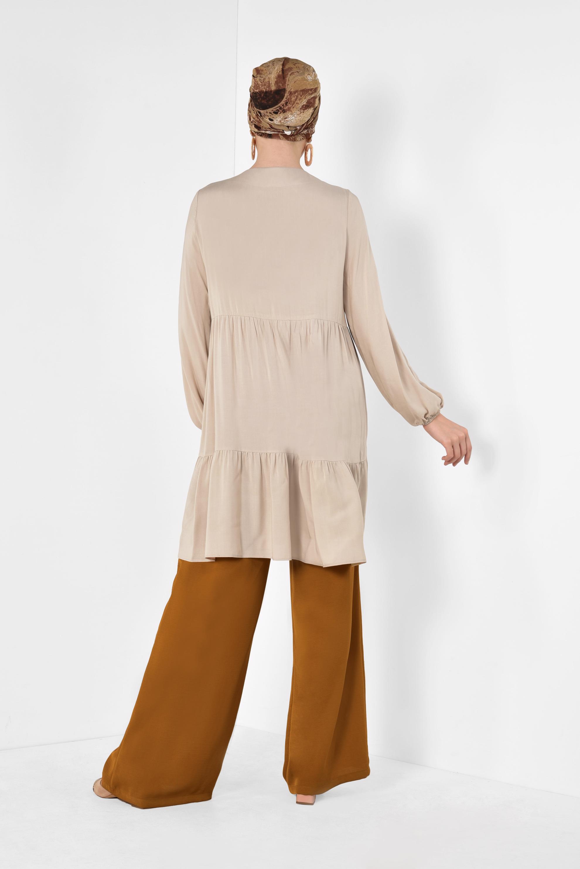 Tesettür giyim TABA CEPLİ GENİŞ PAÇA PANTOLON 7524