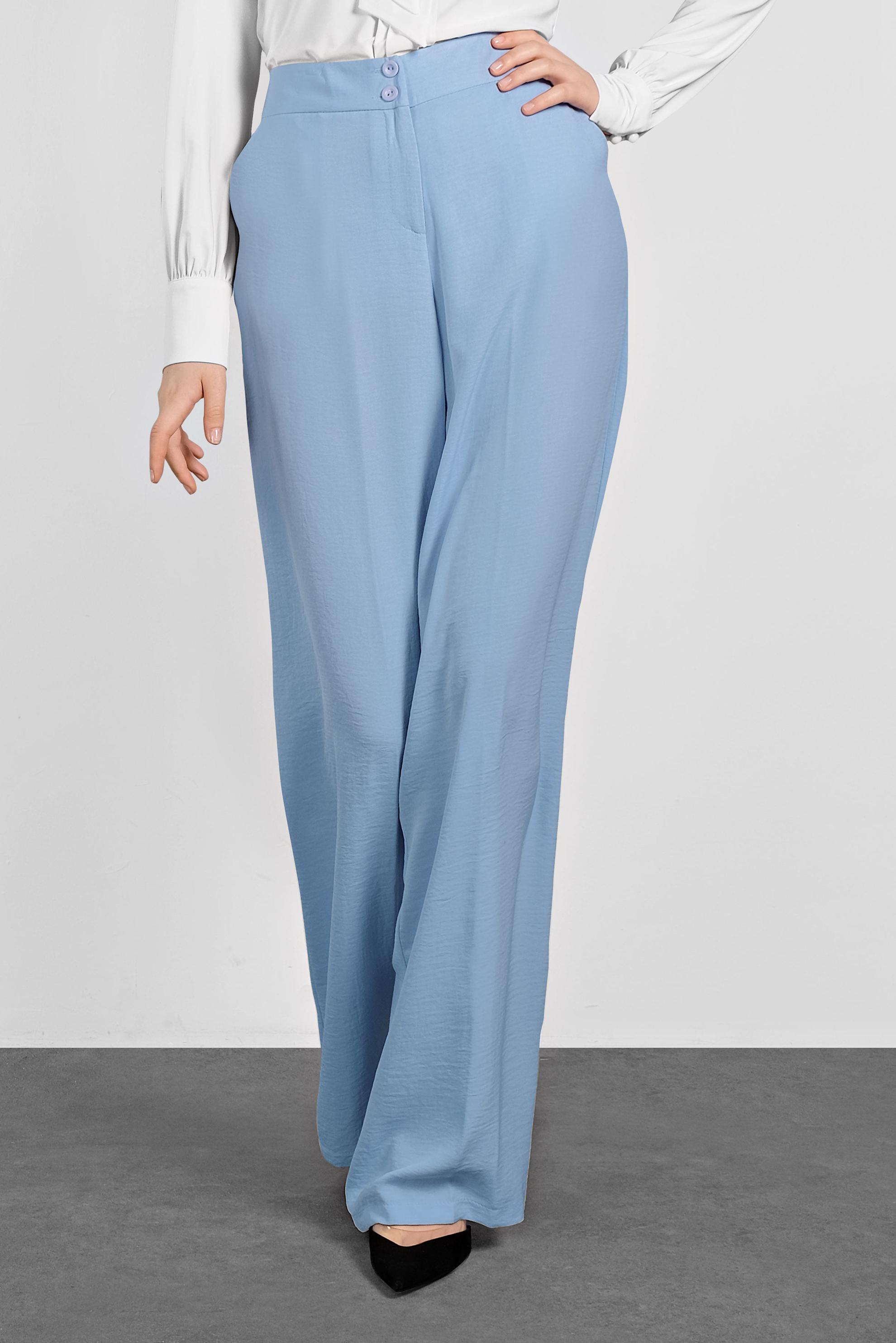 Tesettür giyim MAVİ CEPLİ GENİŞ PAÇA PANTOLON 7524