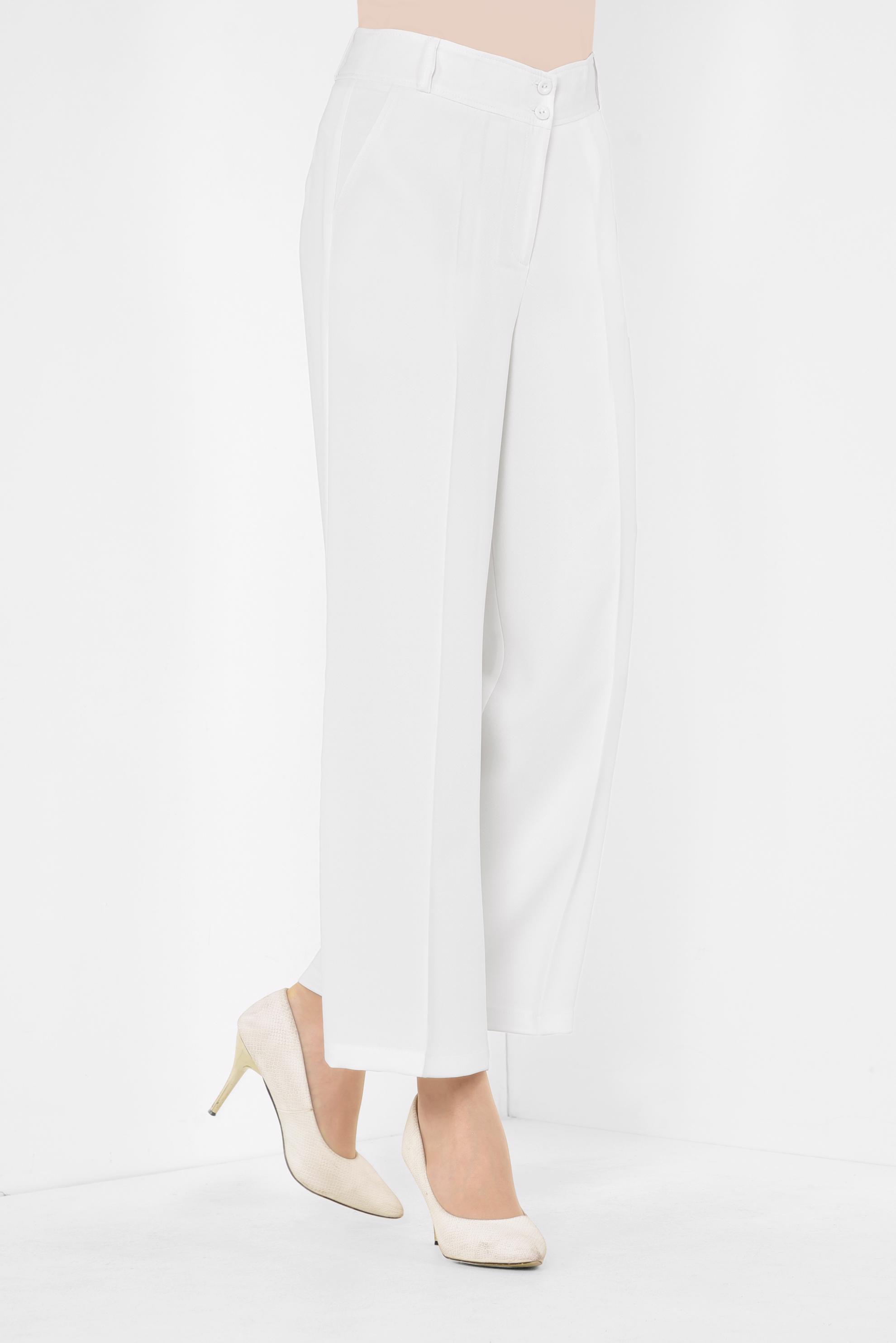 Tesettür giyim BEYAZ BOL KESİM PANTOLON 7525 