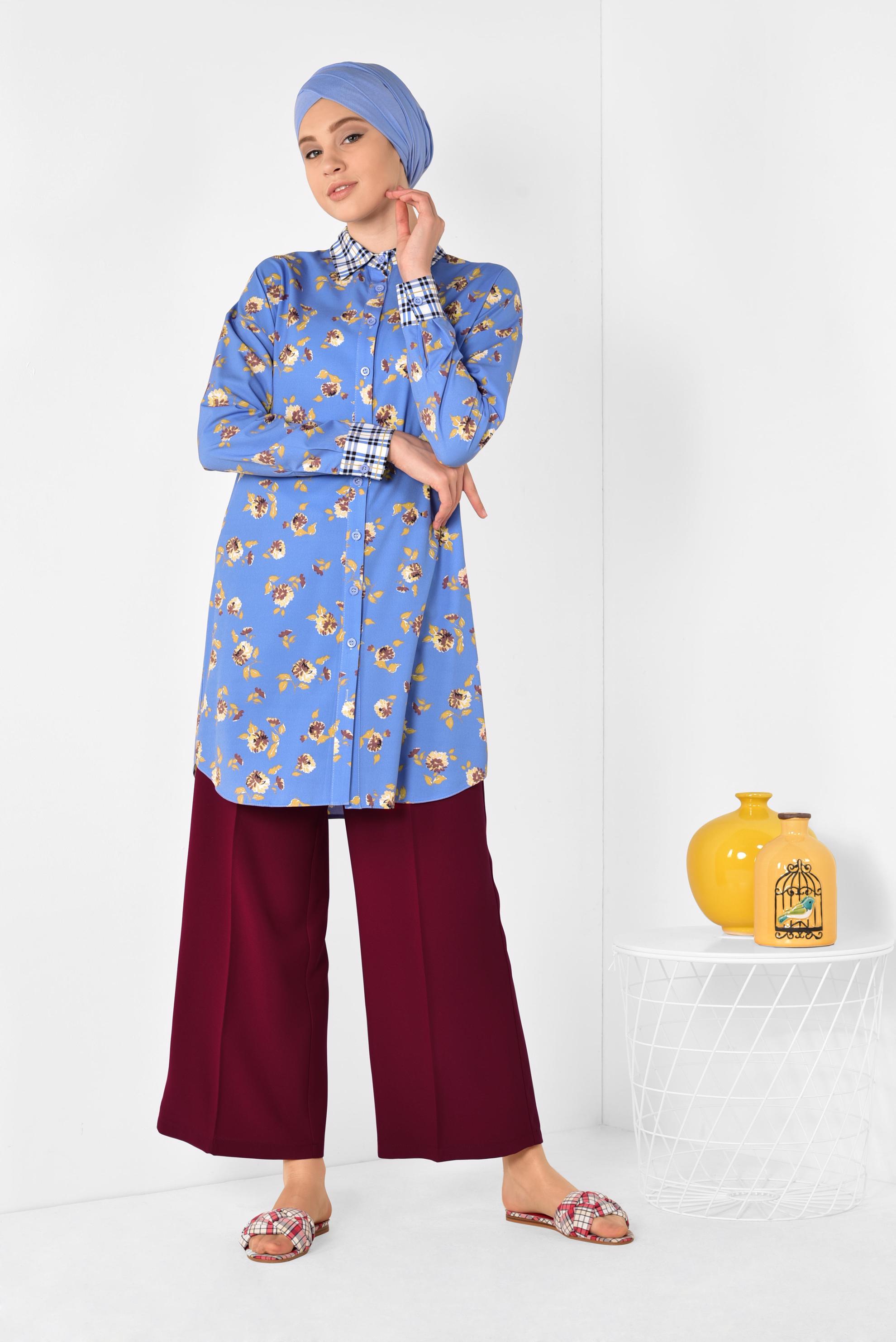 Tesettür giyim KIRMIZI BOL KESİM PANTOLON 7525 