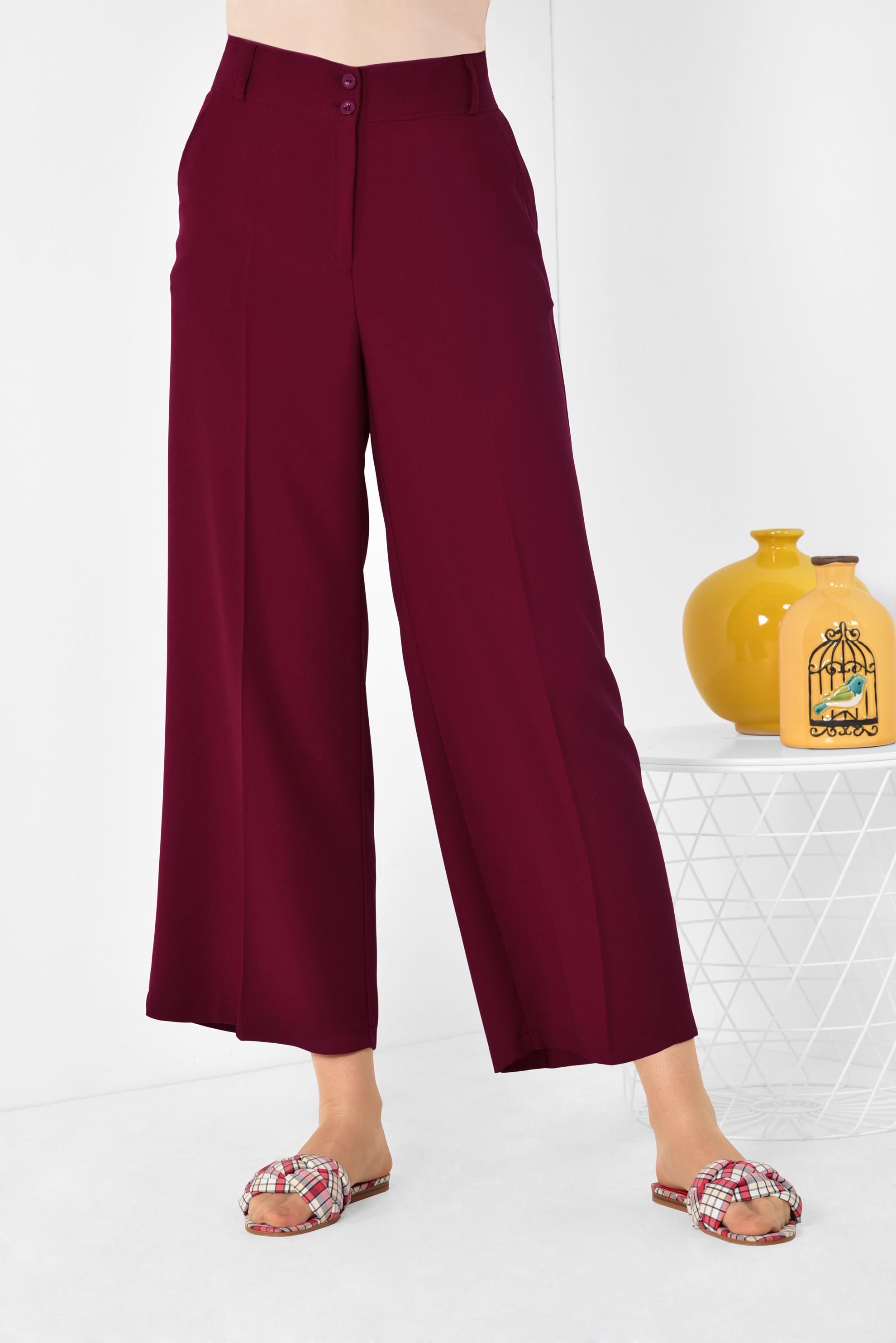 Tesettür giyim KIRMIZI BOL KESİM PANTOLON 7525 