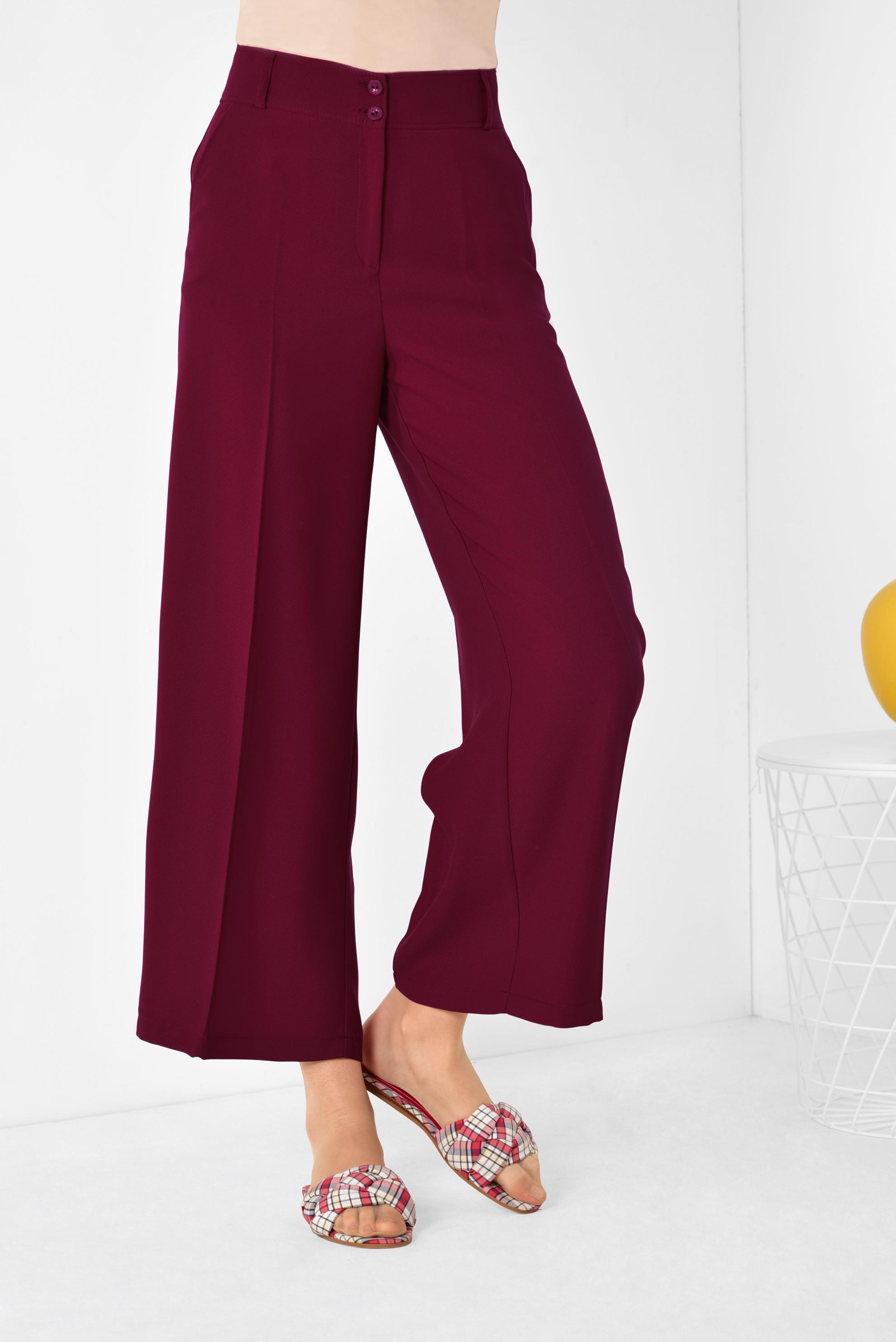 Tesettür giyim KIRMIZI BOL KESİM PANTOLON 7525 