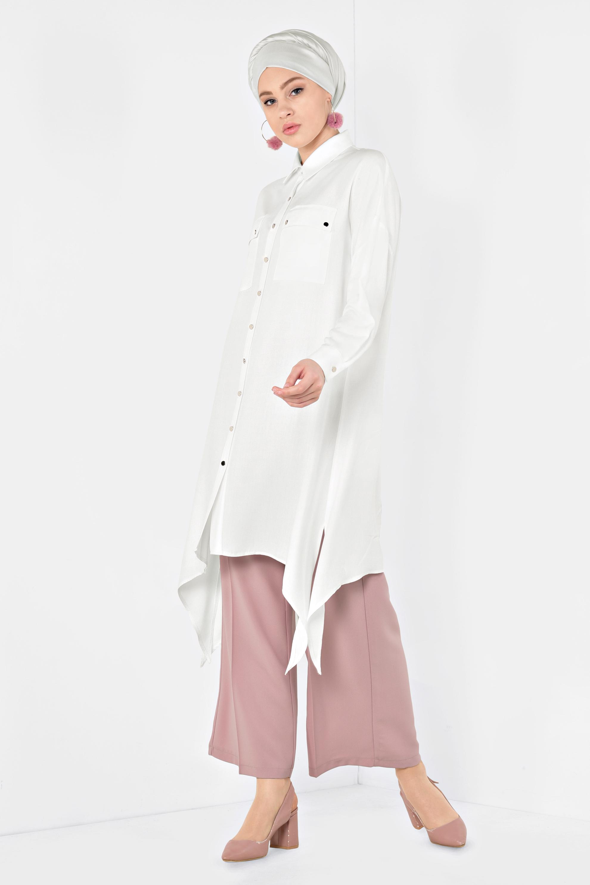 Tesettür giyim PUDRA BOL KESİM PANTOLON 7525 