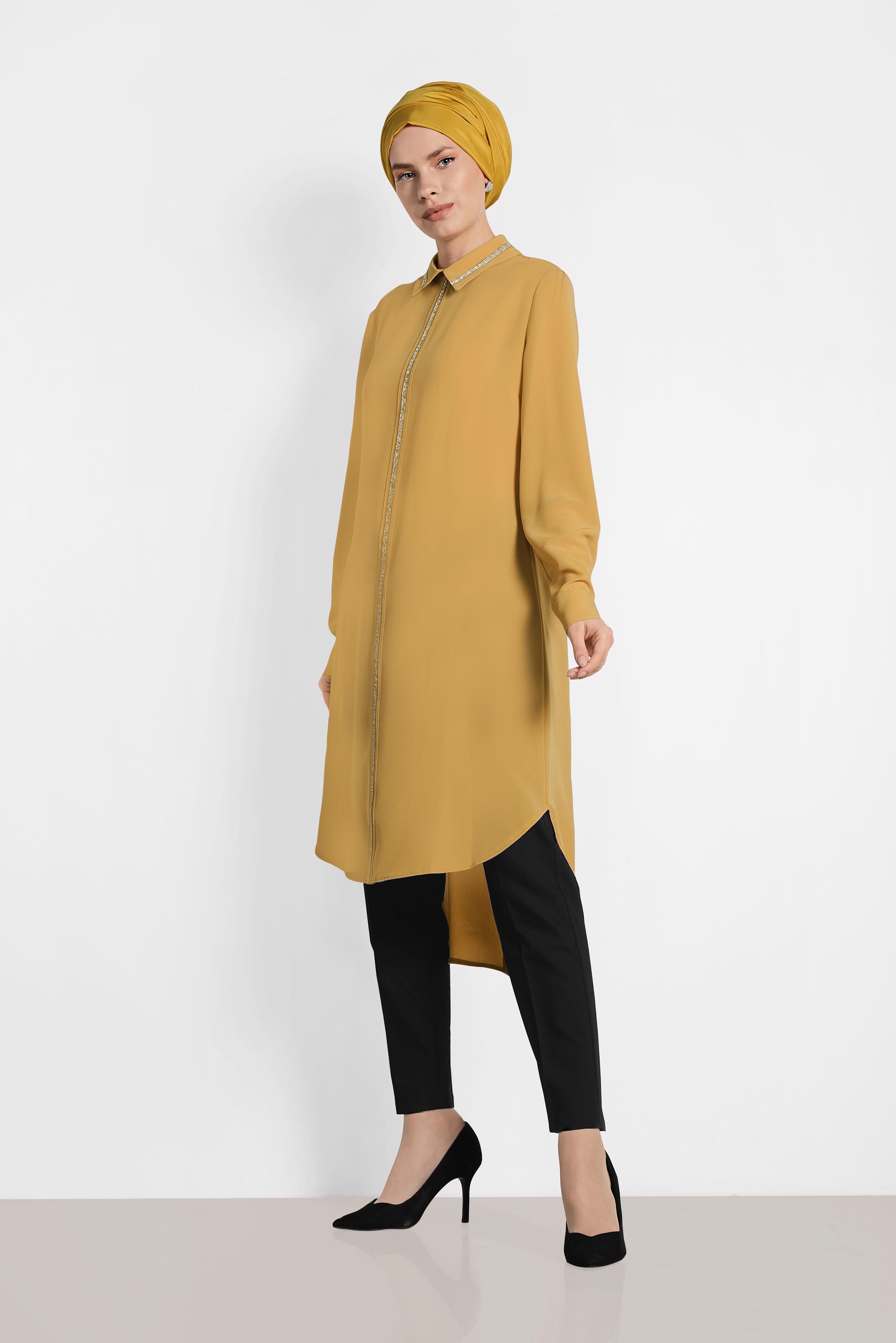 Tesettür giyim SİYAH CEPLİ PAMUKLU YÜKSEK BEL PANTOLON 7526