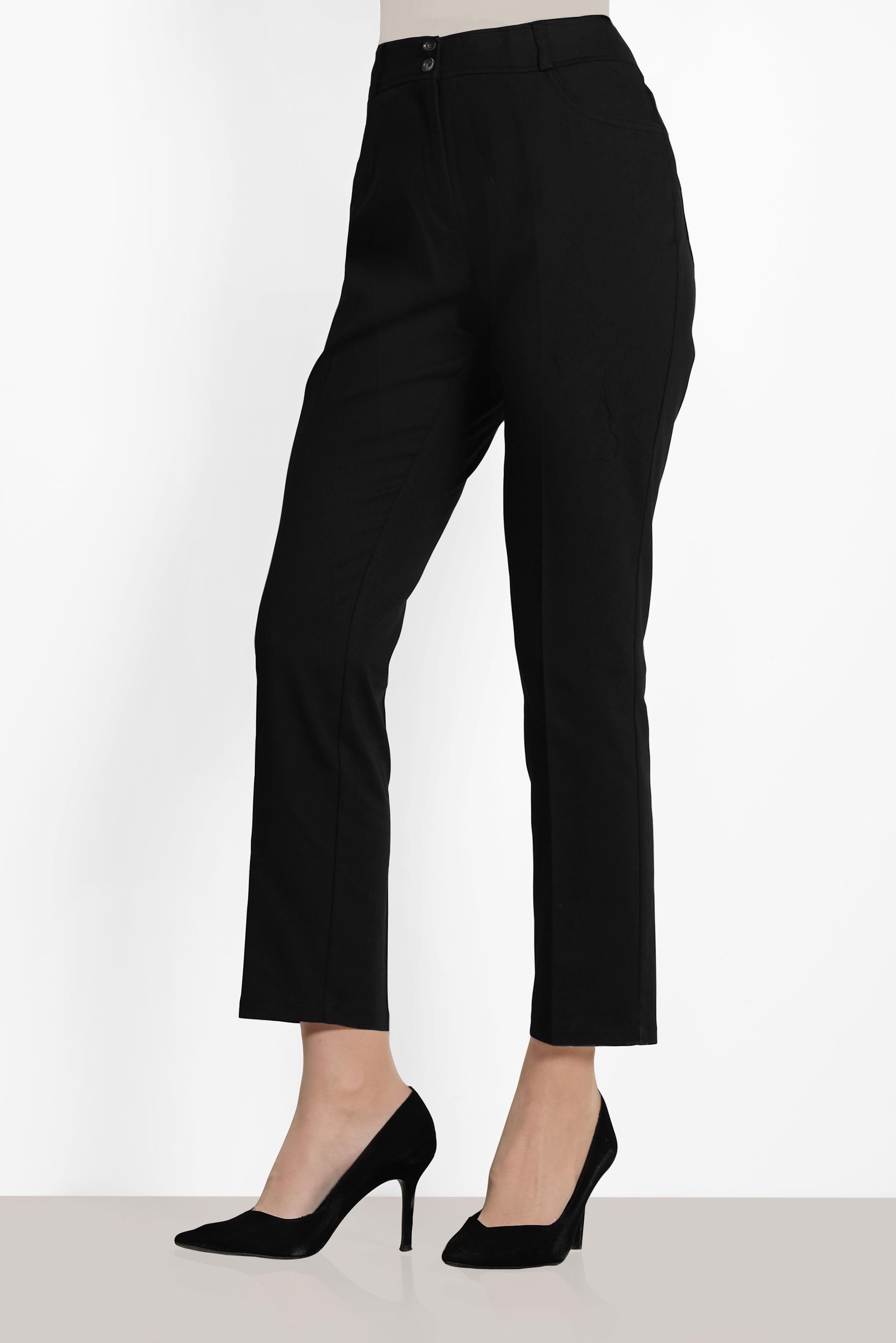 Tesettür giyim SİYAH CEPLİ PAMUKLU YÜKSEK BEL PANTOLON 7526