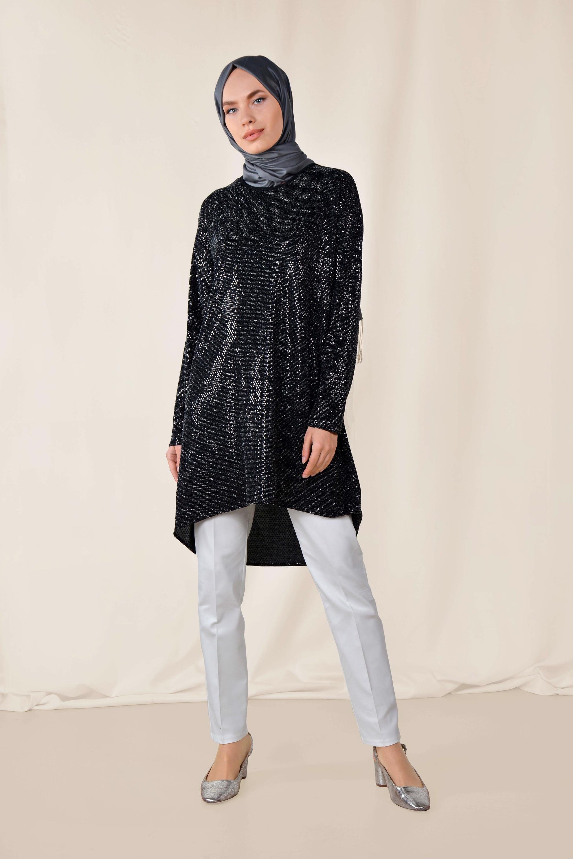 Tesettür giyim BEYAZ CEPLİ PAMUKLU YÜKSEK BEL PANTOLON 7526