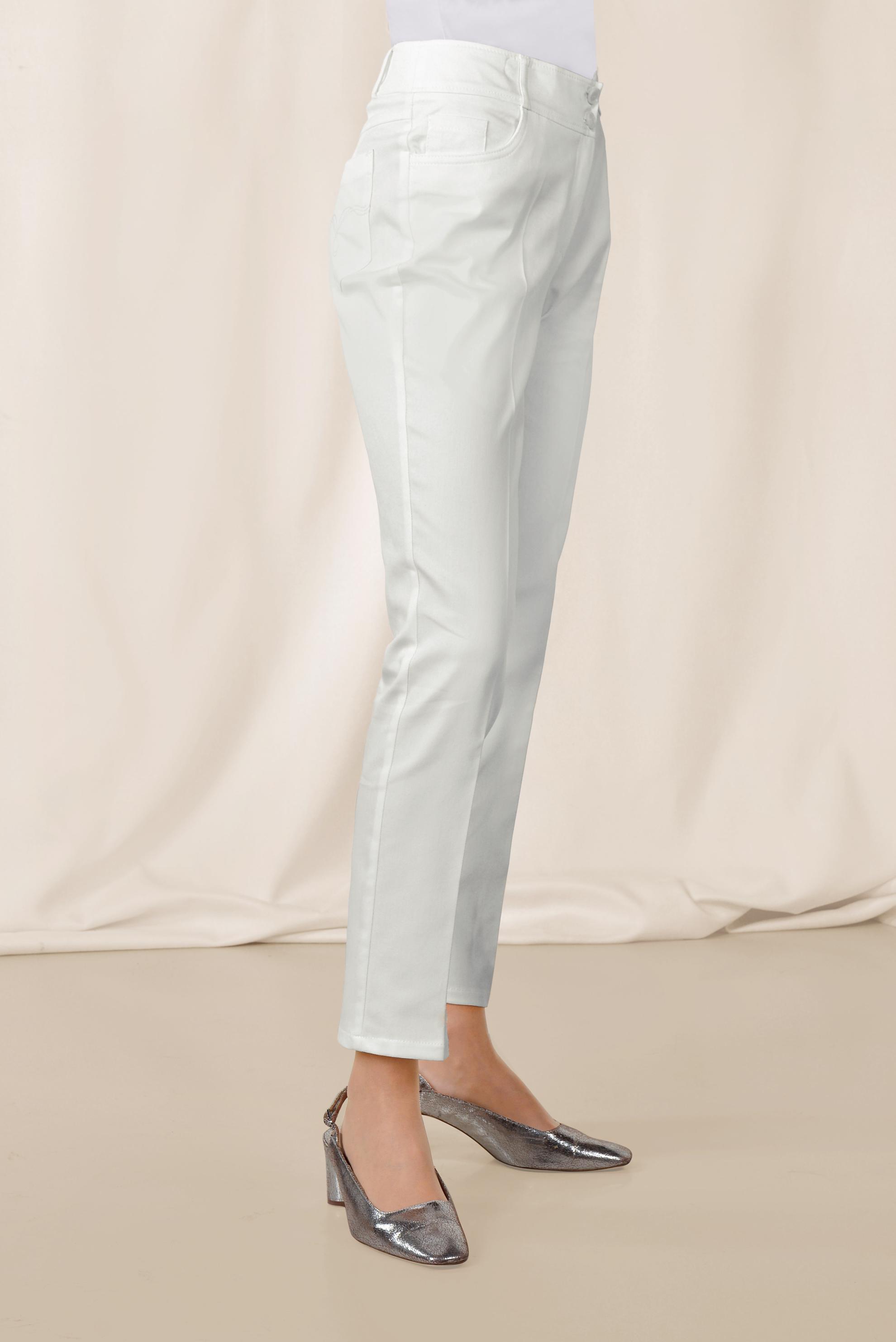 Tesettür giyim BEYAZ CEPLİ PAMUKLU YÜKSEK BEL PANTOLON 7526