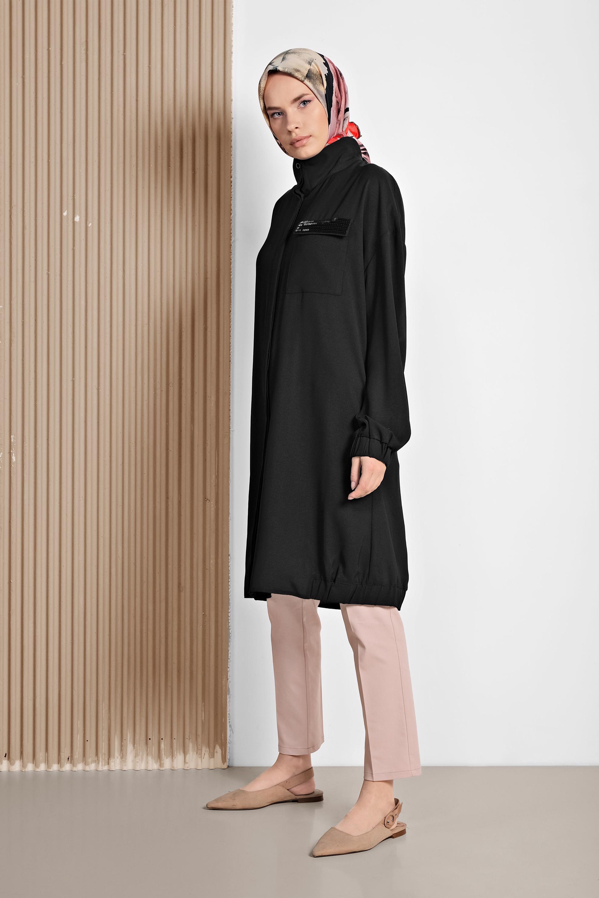 Tesettür giyim PUDRA CEPLİ PAMUKLU YÜKSEK BEL PANTOLON 7526