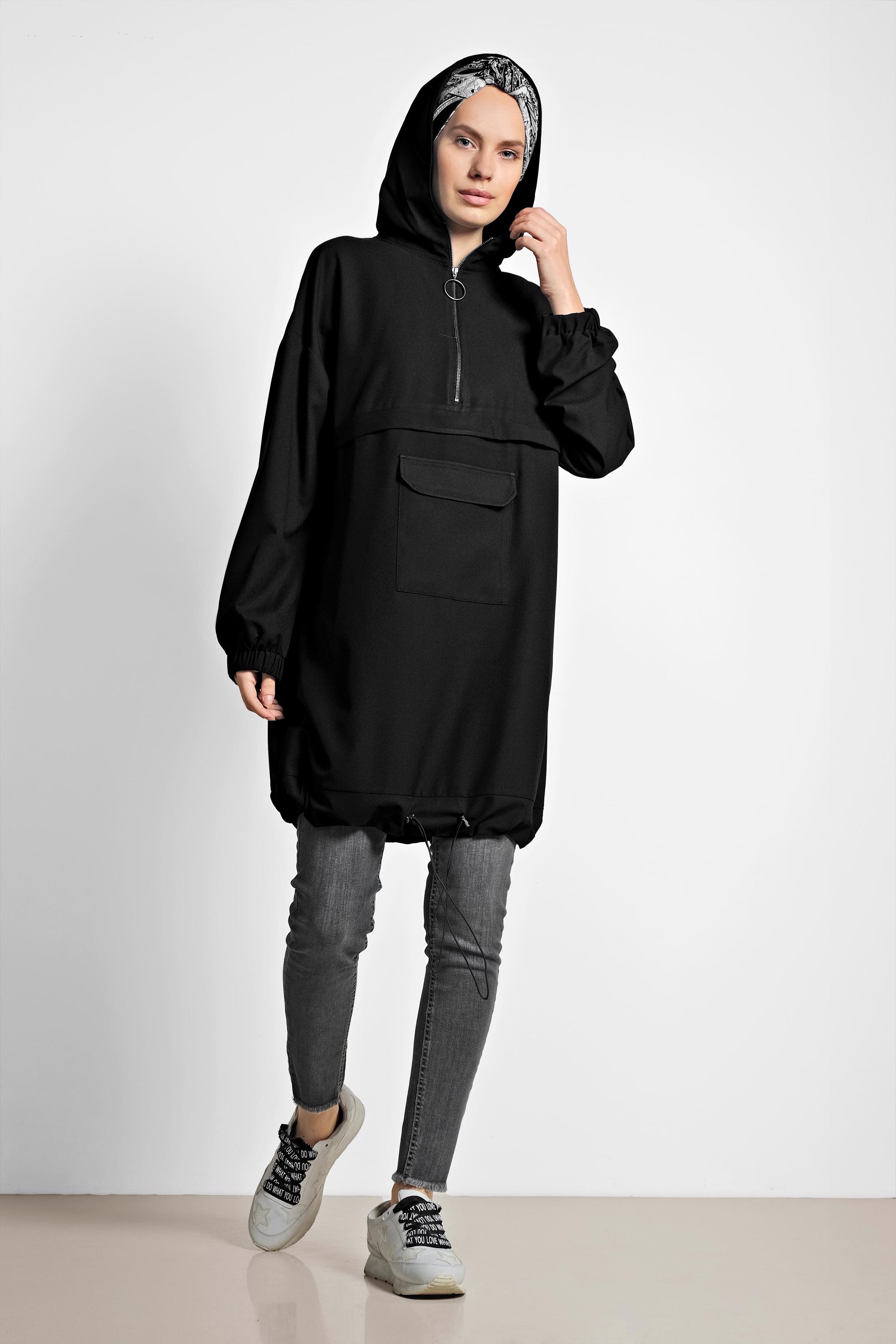 Tesettür giyim GRİ PAÇASI PÜSKÜLLÜ PAMUKLU DENİM PANTOLON 7529