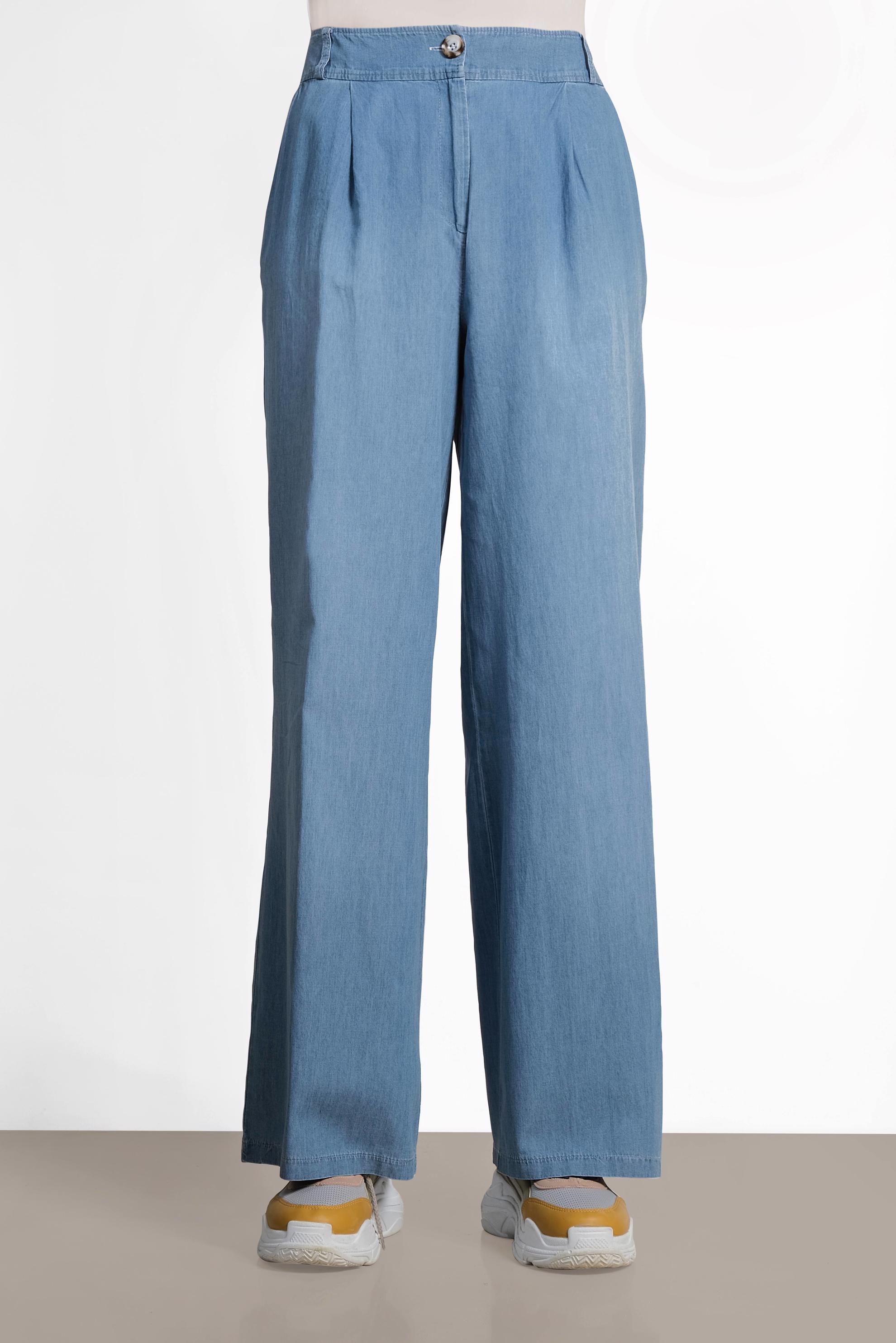 Tesettür giyim MAVİ PAMUKLU YÜKSEK BEL DENİM PANTOLON 7532