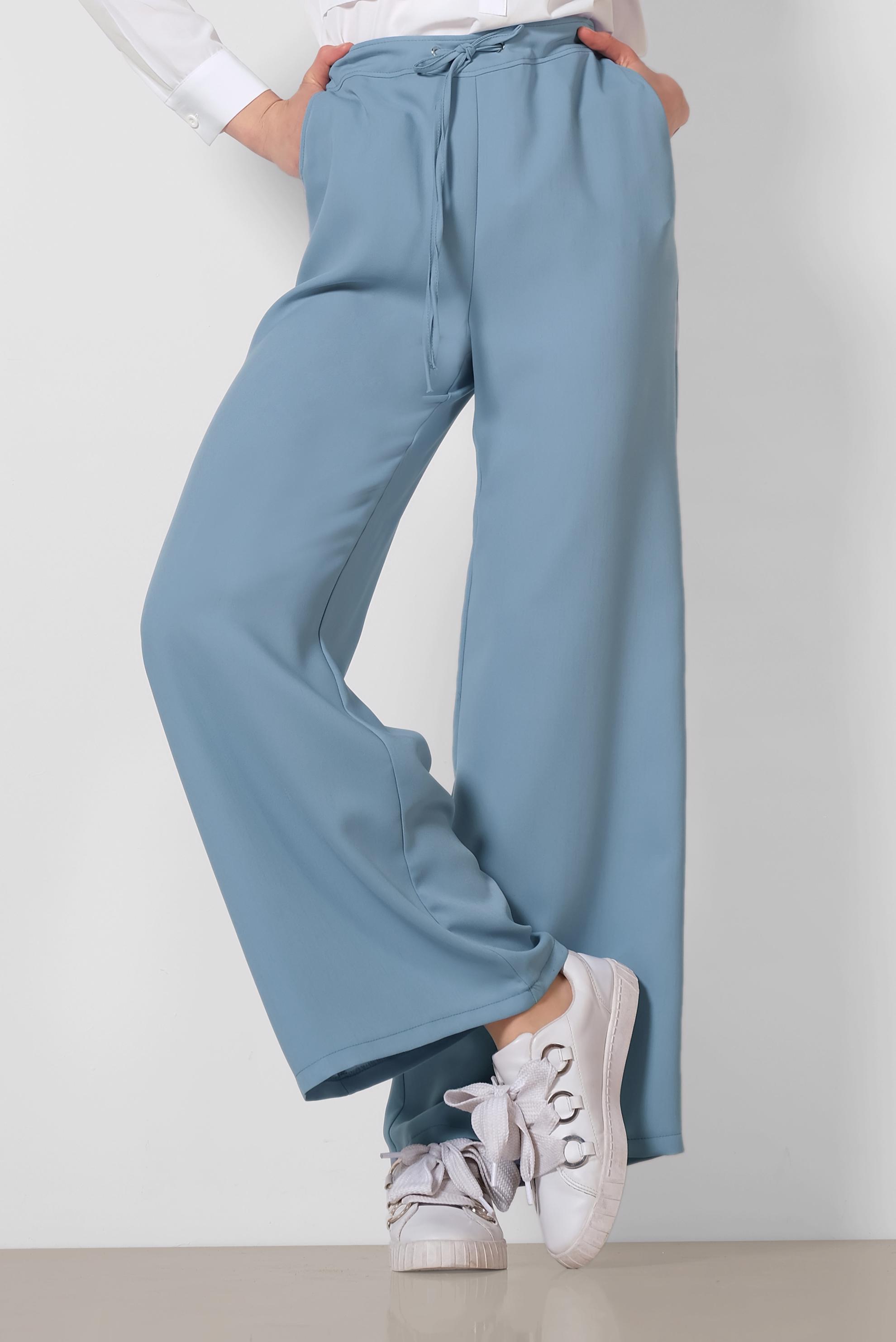 Tesettür giyim MAVİ GENİŞ PAÇA PANTOLON 7536