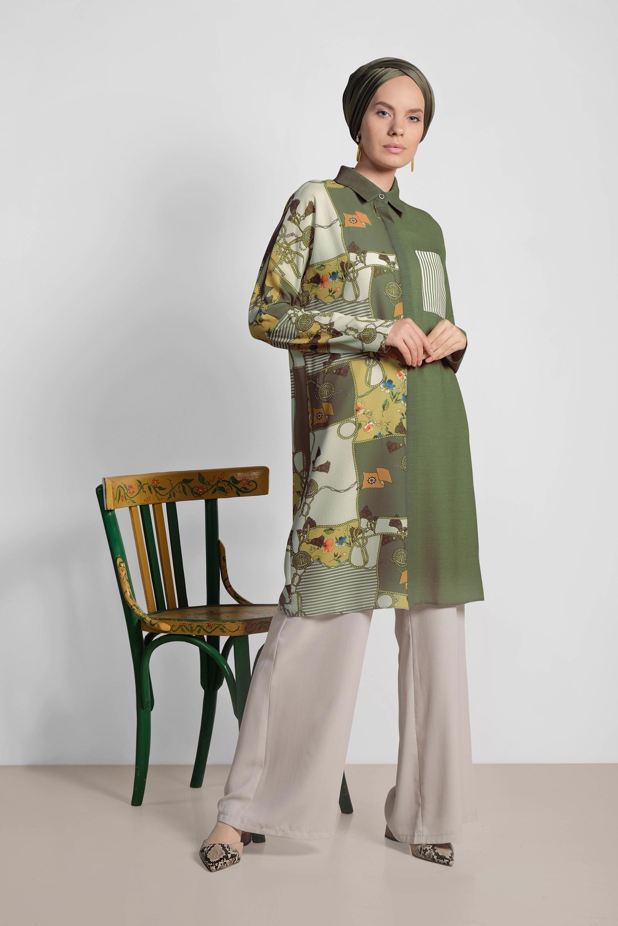 Tesettür giyim BEJ GENİŞ PAÇA PANTOLON 7536