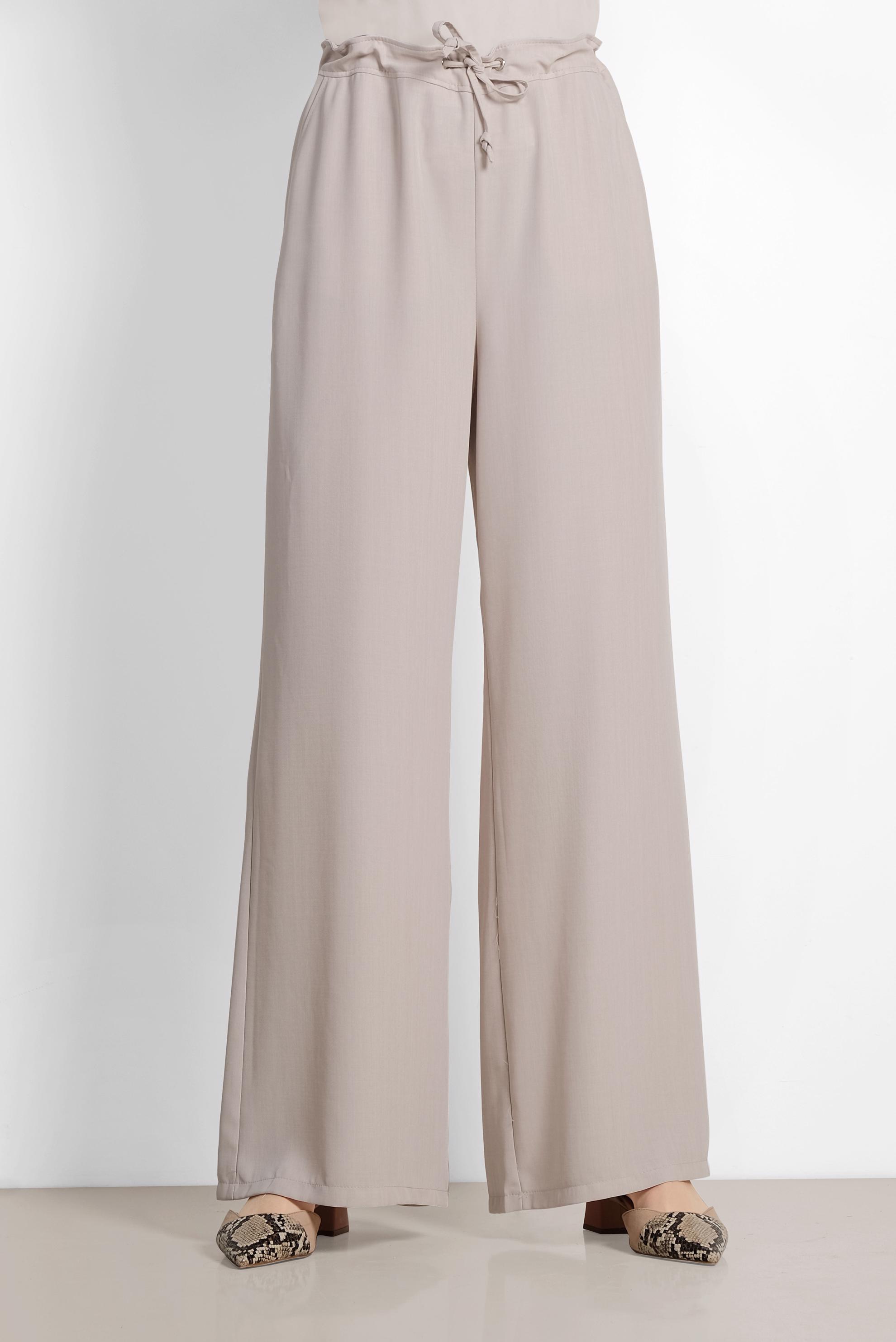 Tesettür giyim BEJ GENİŞ PAÇA PANTOLON 7536