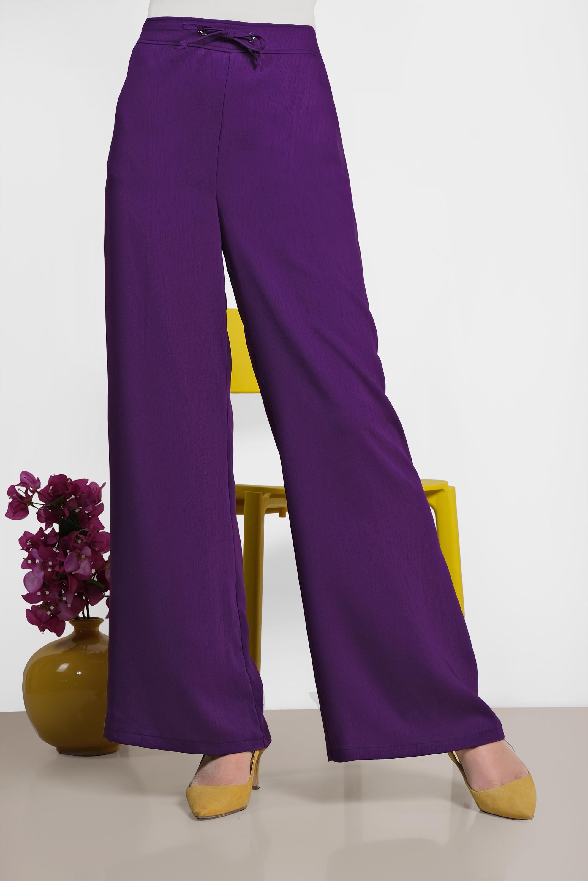 Tesettür giyim MOR GENİŞ PAÇA PANTOLON 7536