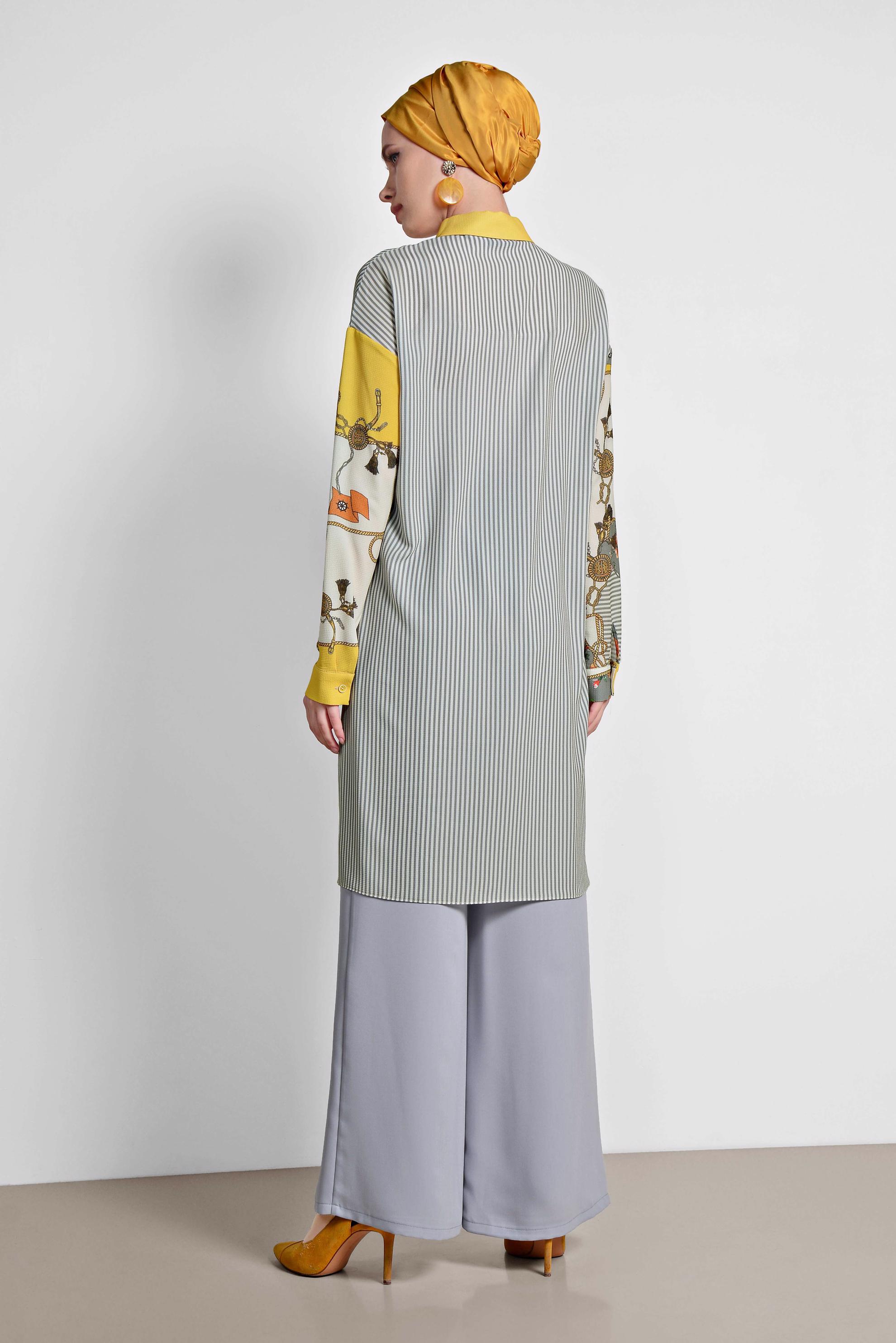 Tesettür giyim GRİ GENİŞ PAÇA PANTOLON 7536