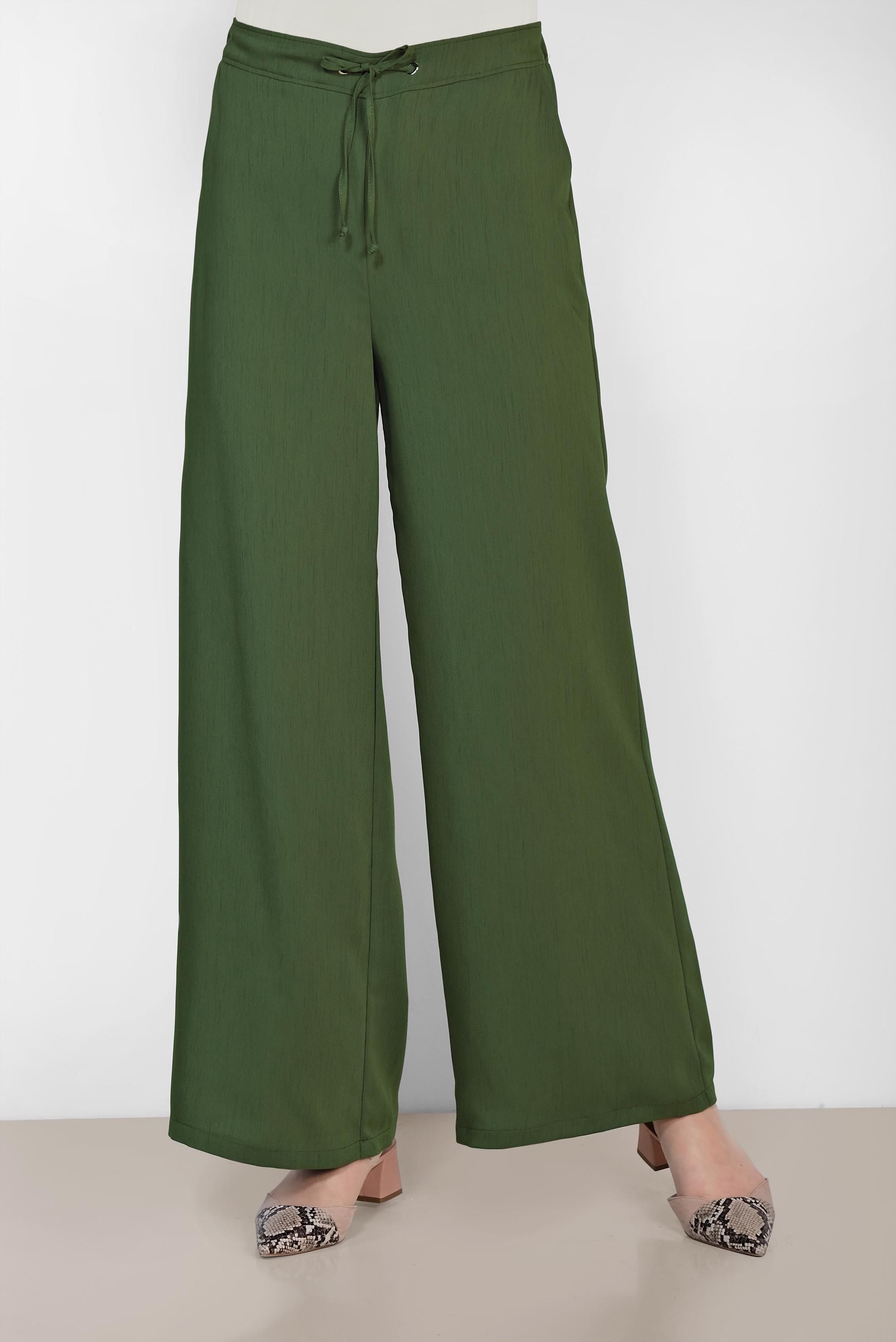 Tesettür giyim HAKİ GENİŞ PAÇA PANTOLON 7536