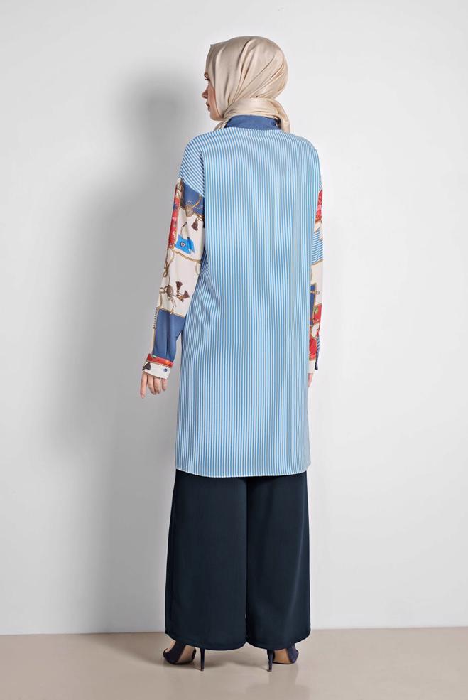 Hijab clothing NAVY BLUE WIDE LEG PANTS 7536 - ALVİNA